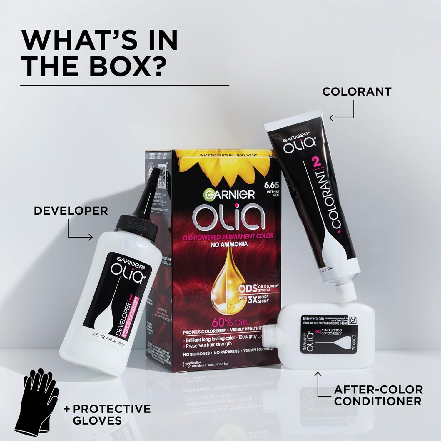 imageGarnier Hair Color Olia AmmoniaFree Brilliant Color OilRich Permanent Hair Dye 30 Darkest Brown 2 Count Packaging May Vary745 Dark Fire Ruby