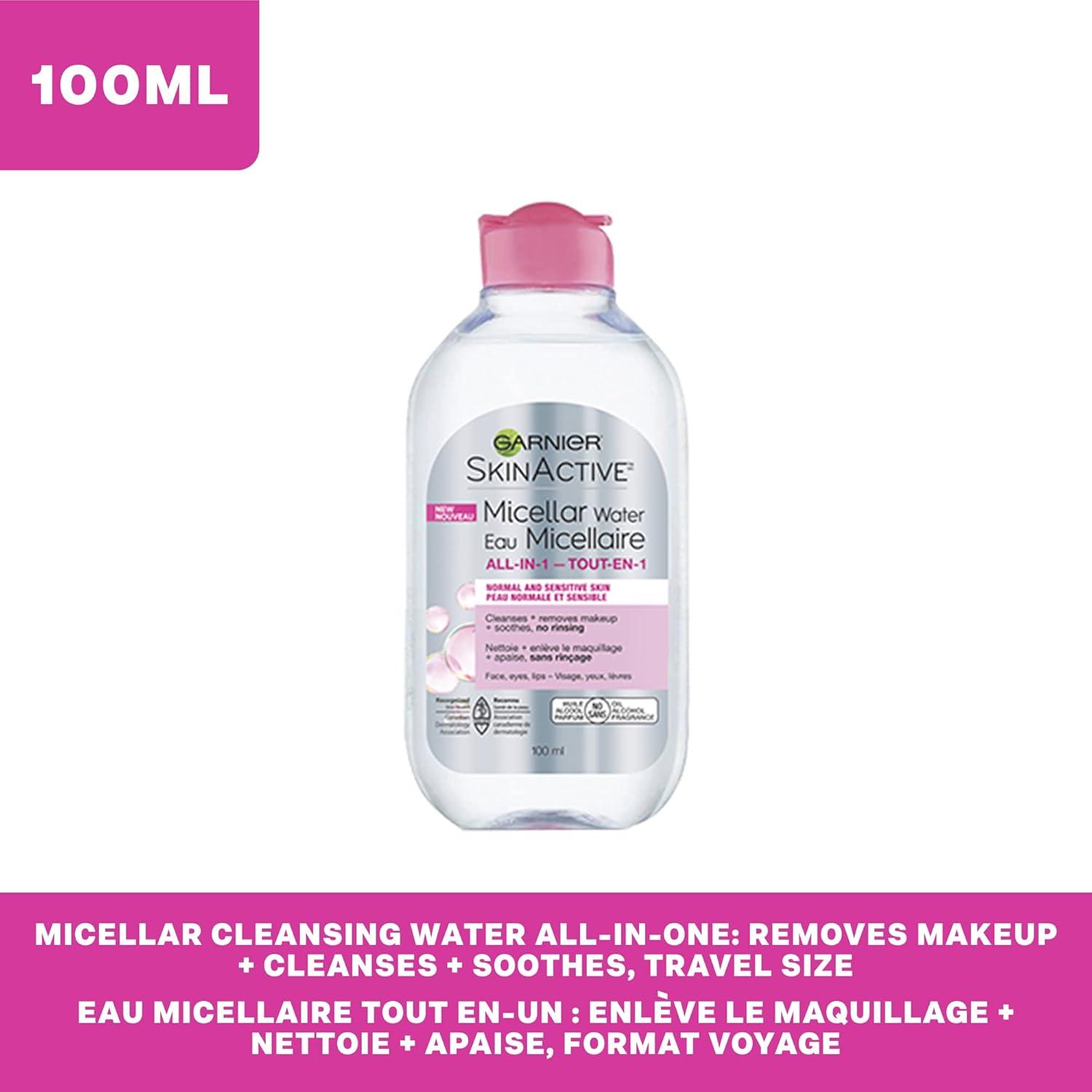 imageGarnier Micellar Cleansing Water Allin1 Makeup Remover and Facial Cleanser For All Skin Types 34 Fl Oz 100mL 1 Count Packaging May Vary