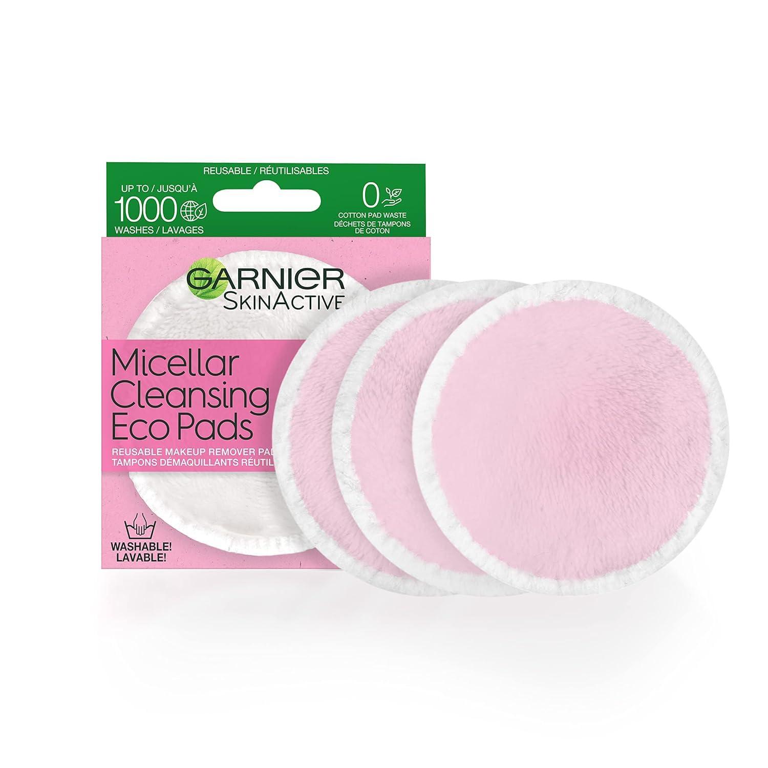imageGarnier Micellar Water and Eco Pad Starter Kit AllIn1 Facial Cleanser ampamp Makeup Remover and 3 Piece Reusable Makeup Remover Pads Set