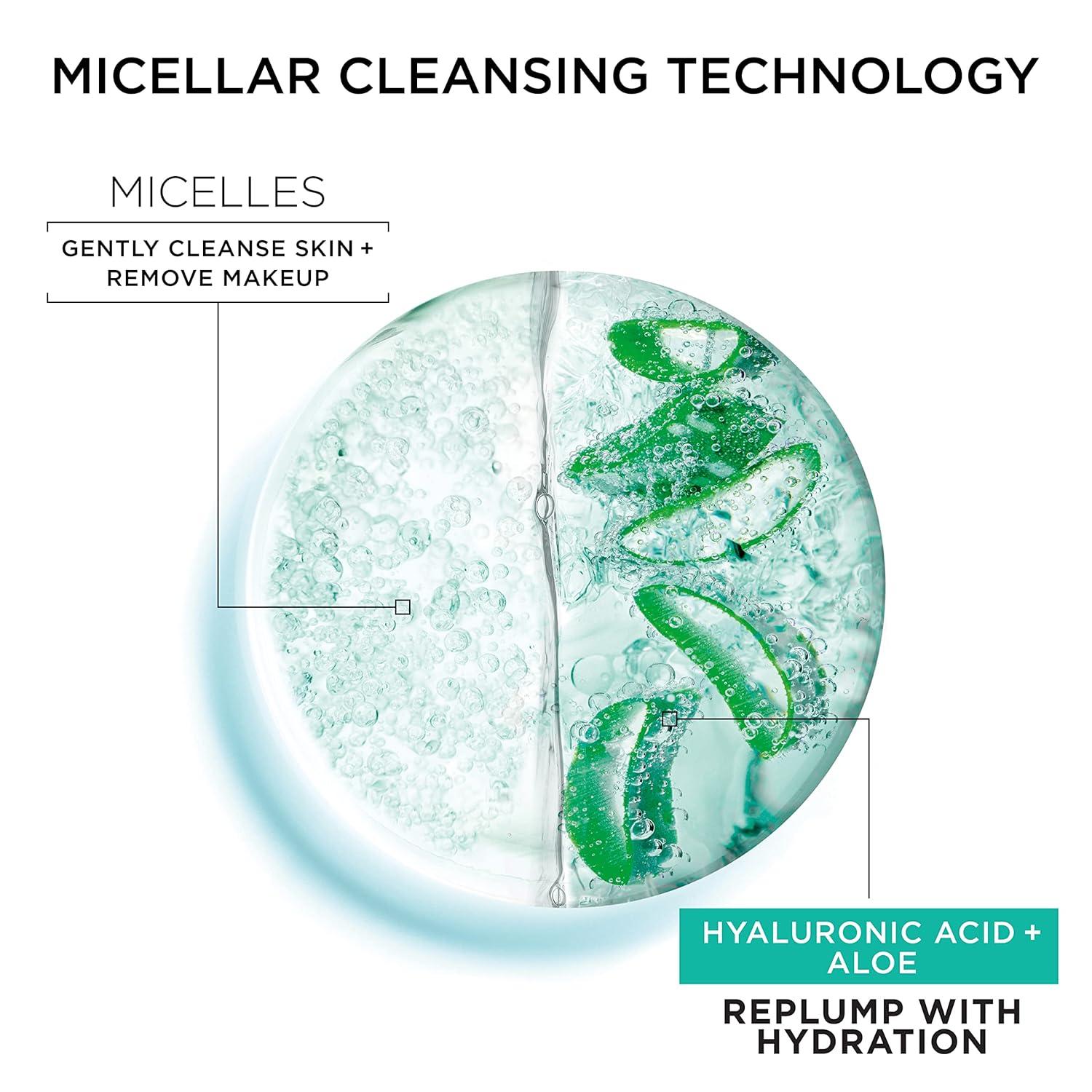 imageGarnier Micellar Water with Hyaluronic Acid Facial Cleanser ampamp Makeup Remover Hydrating and Plumping For All Skin Types Vegan Cruelty Free 135 Fl Oz 400mL 2 CountUnscented