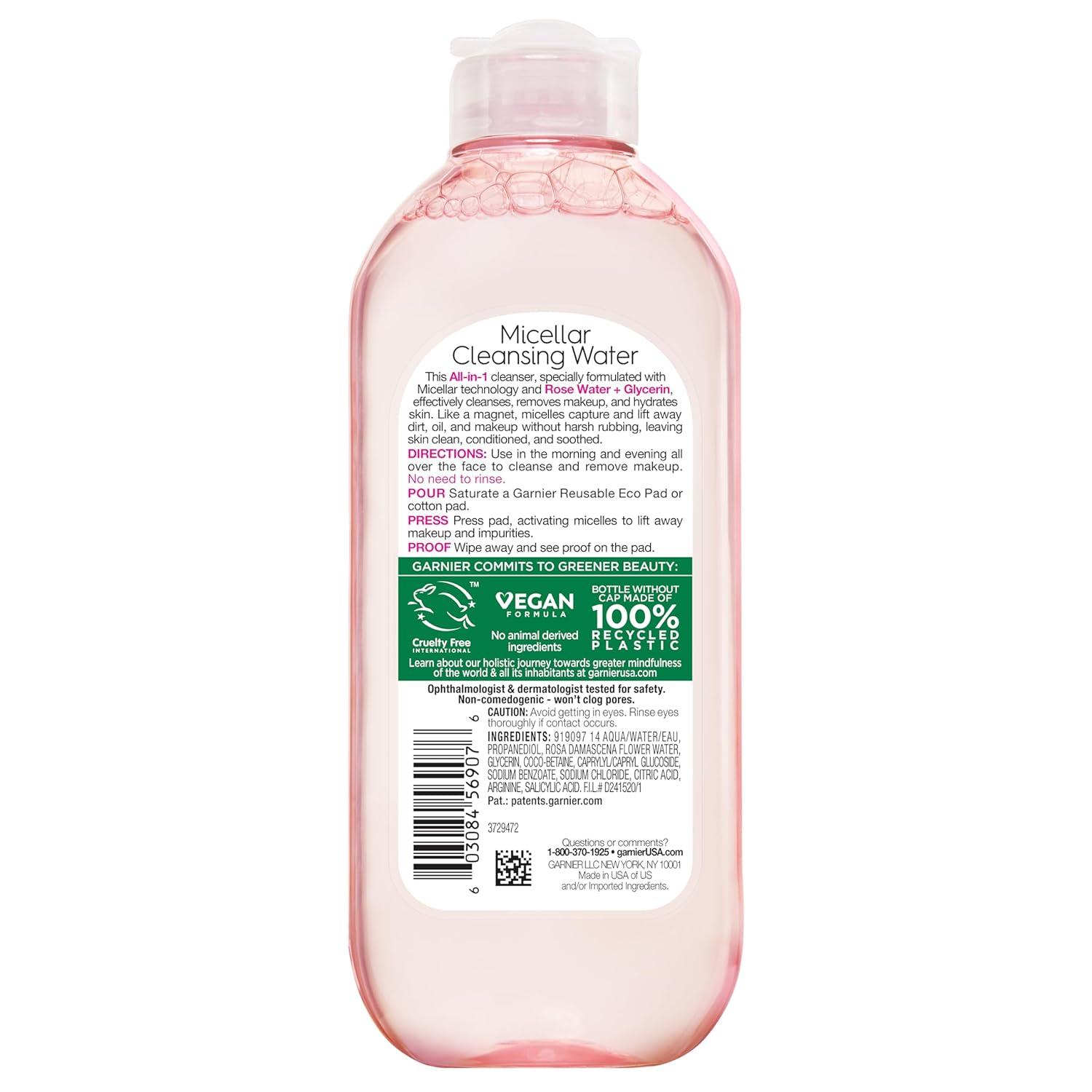 imageGarnier Micellar Water with Rose Water and Glycerin Hydrating Facial Cleanser ampamp Makeup Remover For All Skin Types Vegan Cruelty Free 135 Fl Oz 400mL 2 CountUnscented