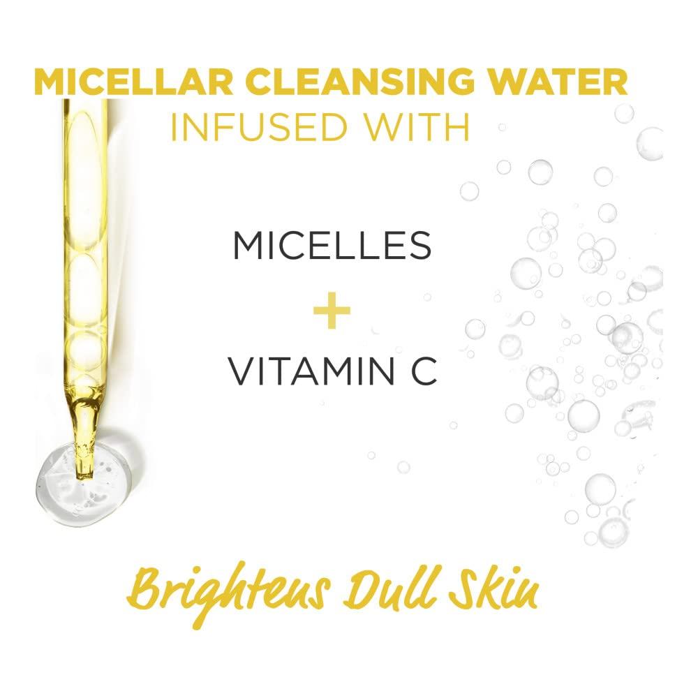 imageGarnier Micellar Water with Vitamin C Facial Cleanser ampamp Makeup Remover Brightening ampamp Hydrating For All Skin Types Vegan Cruelty Free 135 Fl Oz 400mL 2 CountUnscented