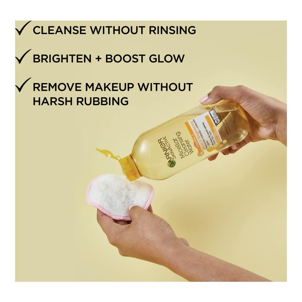 imageGarnier Micellar Water with Vitamin C Facial Cleanser ampamp Makeup Remover Brightening ampamp Hydrating For All Skin Types Vegan Cruelty Free 135 Fl Oz 400mL 2 CountUnscented