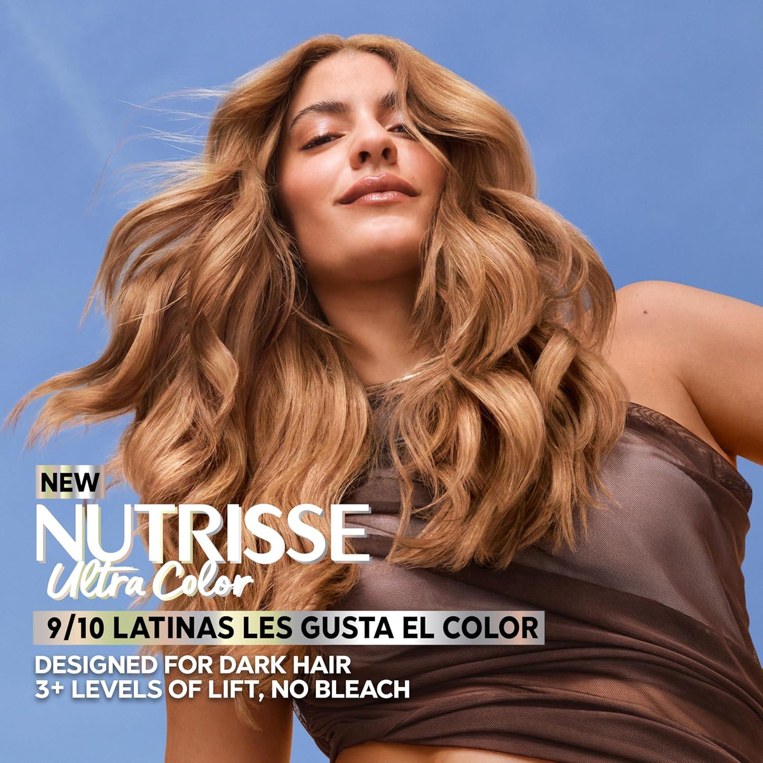 imageGarnier Nutrisse Ultra Color Nourishing Bold Permanent Hair Color Creme LC2 HiLift Dark Blonde Coconut Flan Pack of 2 Hair Dye Kit for 8 Weeks of Bold Hair Color Even on Dark BasesLC1 HiLift Light Brown Salted Caramelo