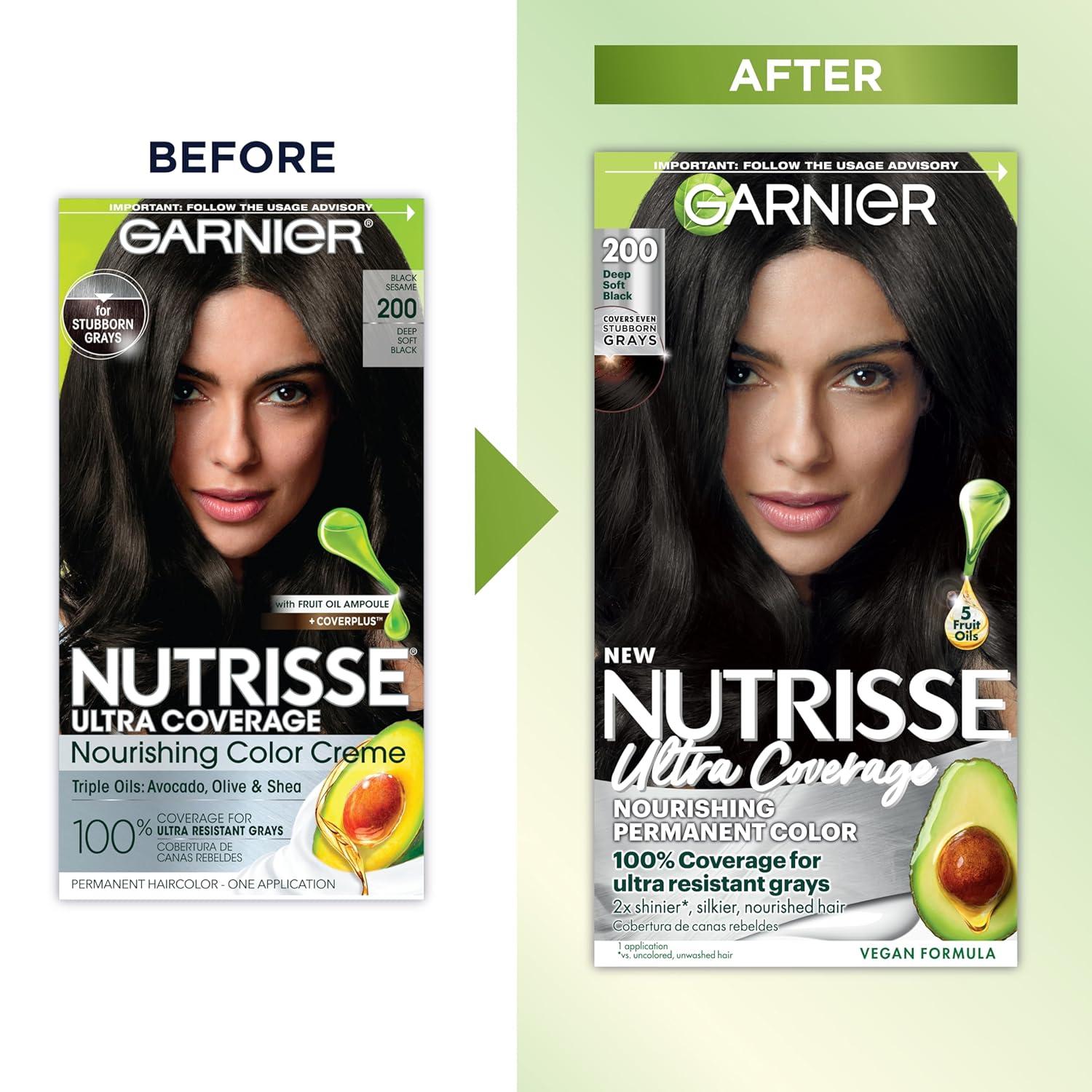 imageGarnier Nutrisse Ultra Coverage Hair Color 600 Deep Light Natural Brown Spiced Hazelnut Permanent Hair Dye Packaging May Vary200 Deep Soft Black Black Sesame