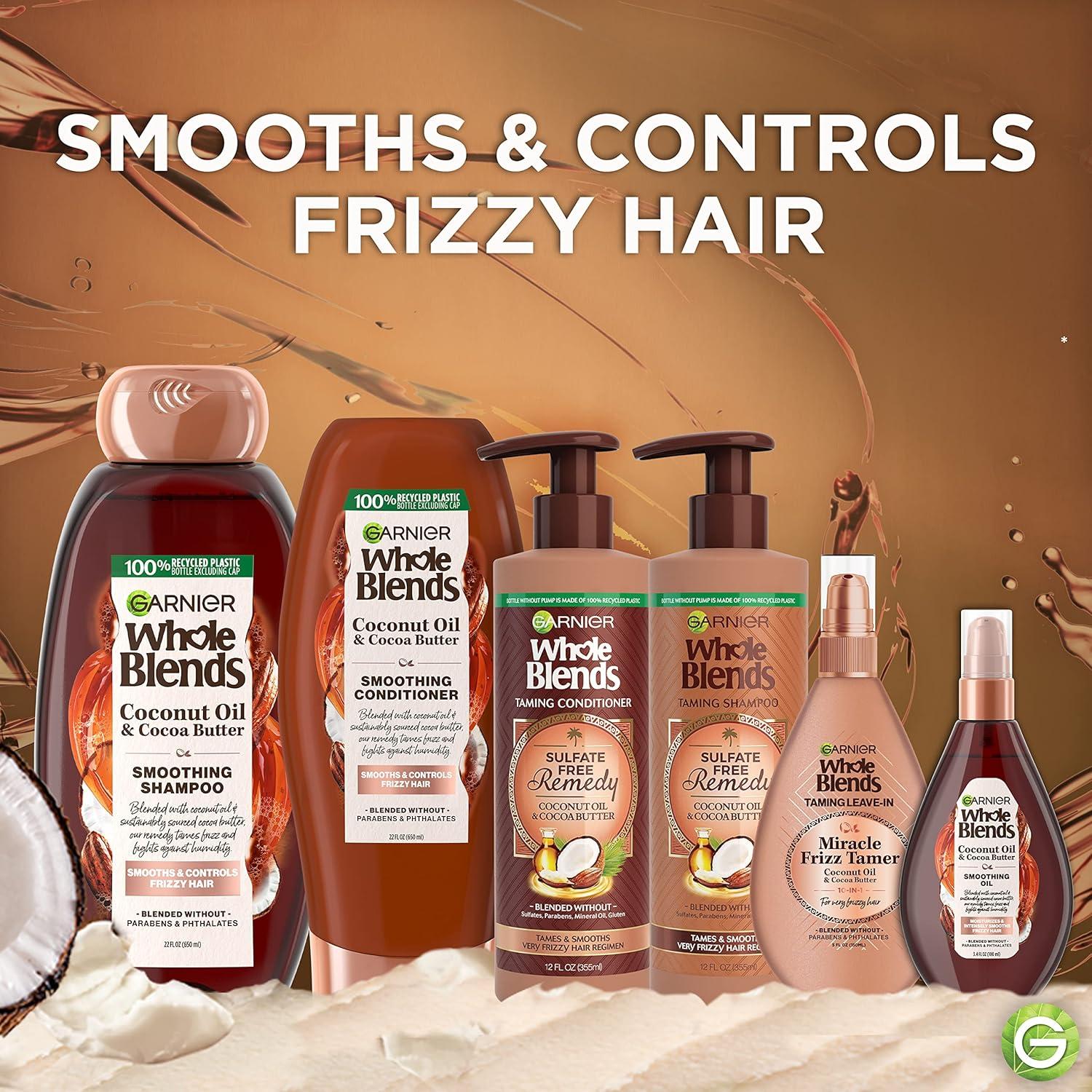 imageGarnier Whole Blends Coconut Oil ampamp Cocoa Butter Smoothing Shampoo for Frizzy Hair 22 Fl Oz 2 Count Packaging May VaryCoconut