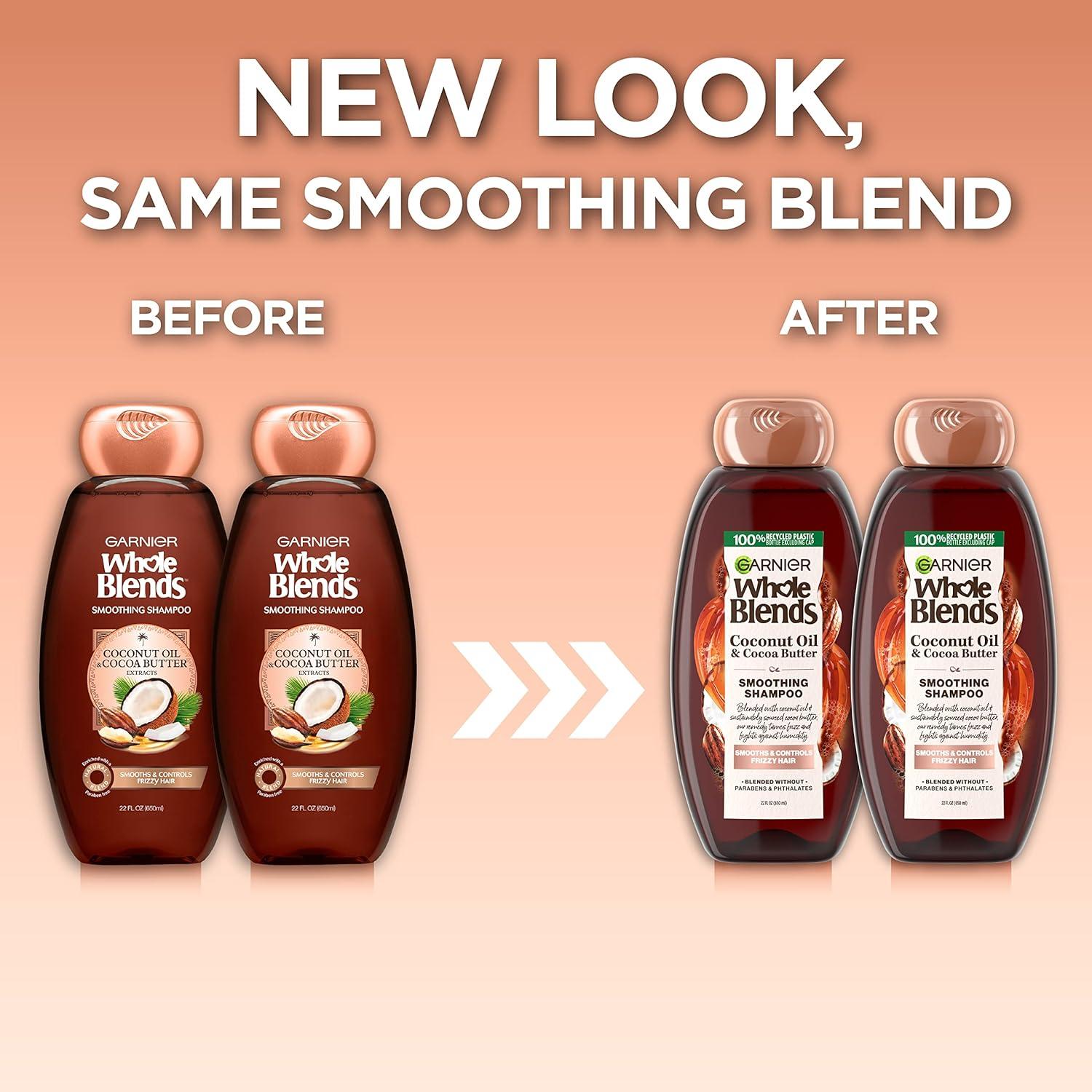 imageGarnier Whole Blends Coconut Oil ampamp Cocoa Butter Smoothing Shampoo for Frizzy Hair 22 Fl Oz 2 Count Packaging May VaryCoconut