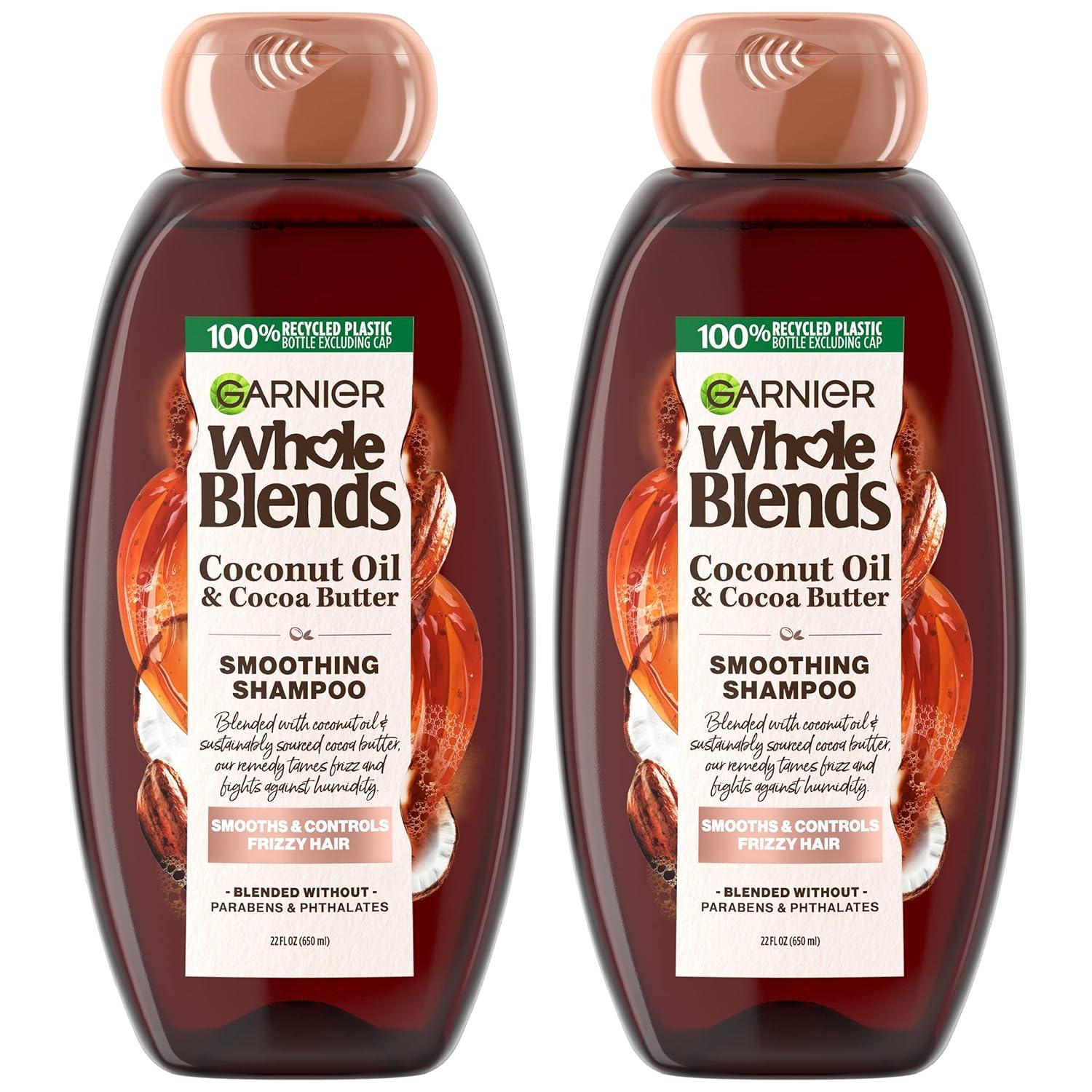 imageGarnier Whole Blends Coconut Oil ampamp Cocoa Butter Smoothing Shampoo for Frizzy Hair 22 Fl Oz 2 Count Packaging May VaryCoconut