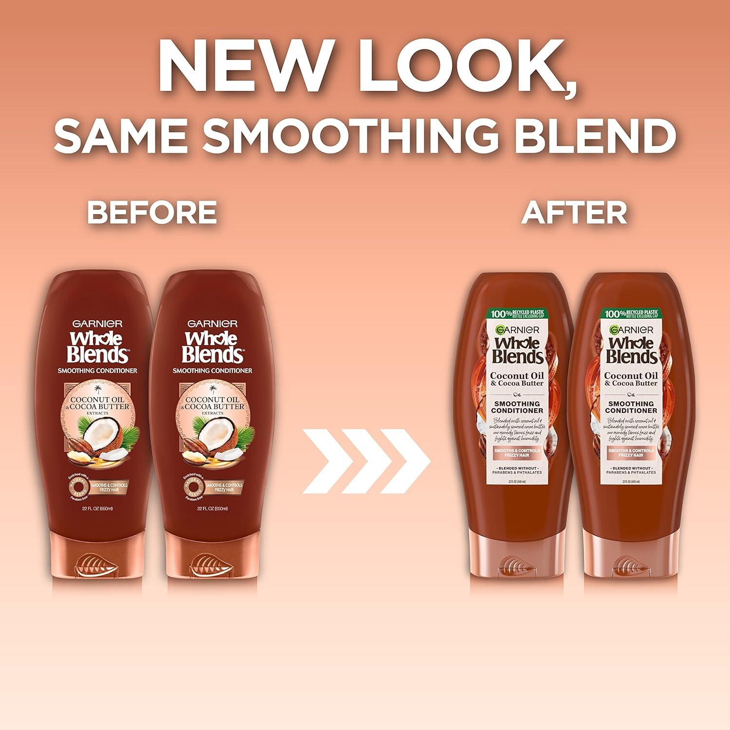 imageGarnier Whole Blends Coconut Oil ampamp Cocoa Butter Smoothing Shampoo for Frizzy Hair 22 Fl Oz 2 Count Packaging May VaryCoconut