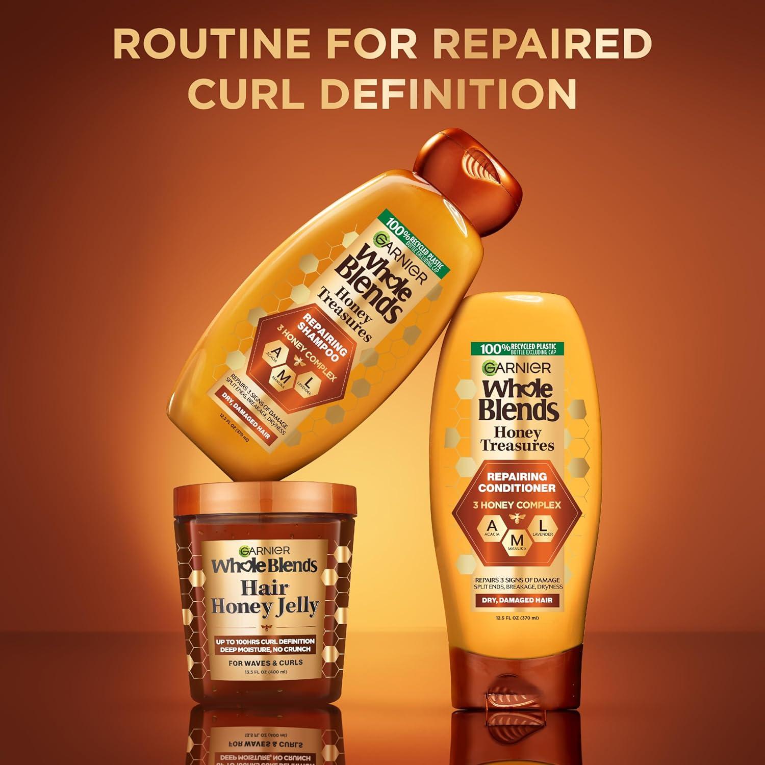 imageGarnier Whole Blends Hair Honey Jelly for Defining Waves and Curls Hair Gel for Up to 100HRs Curl Definition Frizz Control and Deep Moisture 135 Fl Oz 2 Count