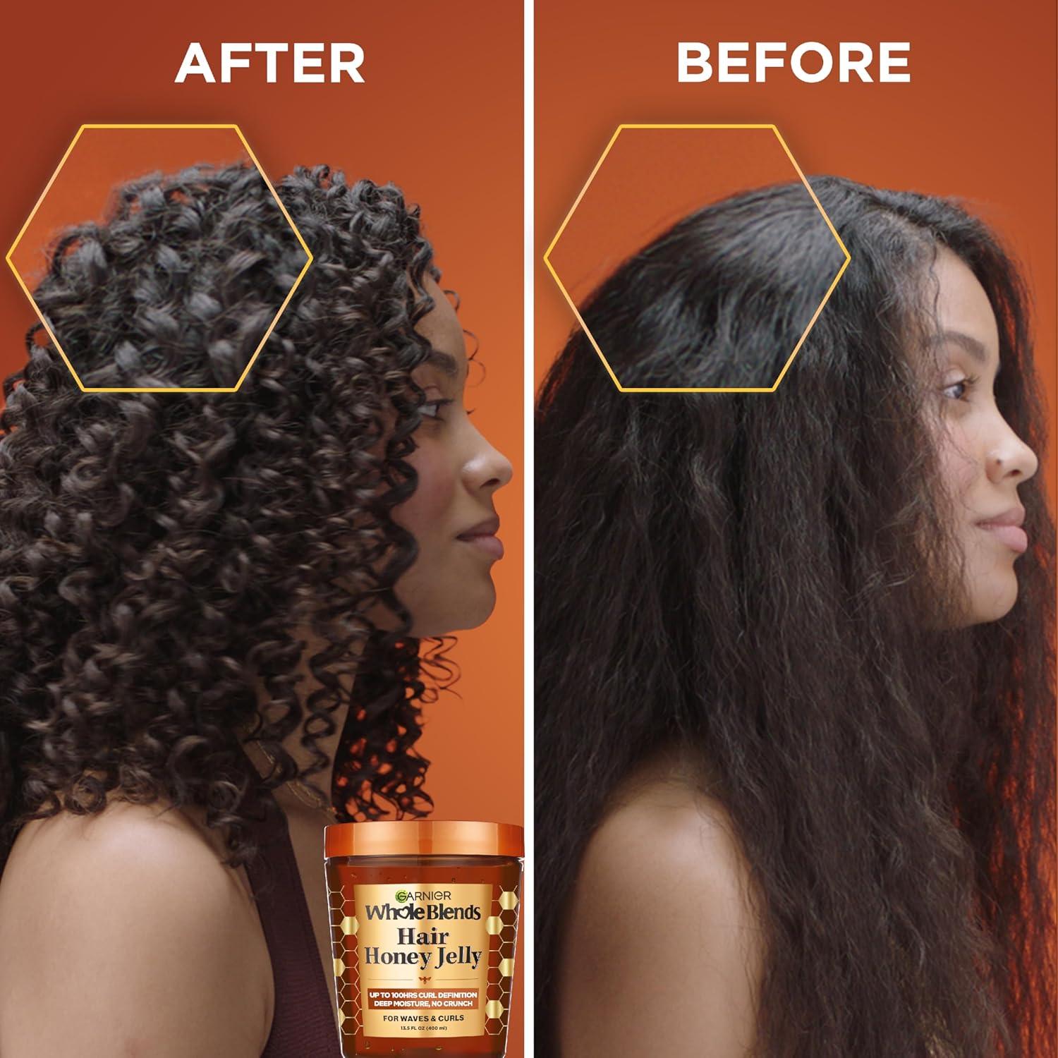 imageGarnier Whole Blends Hair Honey Jelly for Defining Waves and Curls Hair Gel for Up to 100HRs Curl Definition Frizz Control and Deep Moisture 135 Fl Oz 2 Count