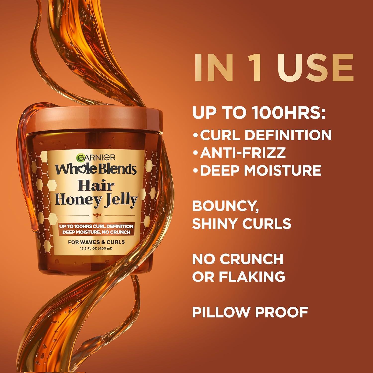 imageGarnier Whole Blends Hair Honey Jelly for Defining Waves and Curls Hair Gel for Up to 100HRs Curl Definition Frizz Control and Deep Moisture 135 Fl Oz 2 Count