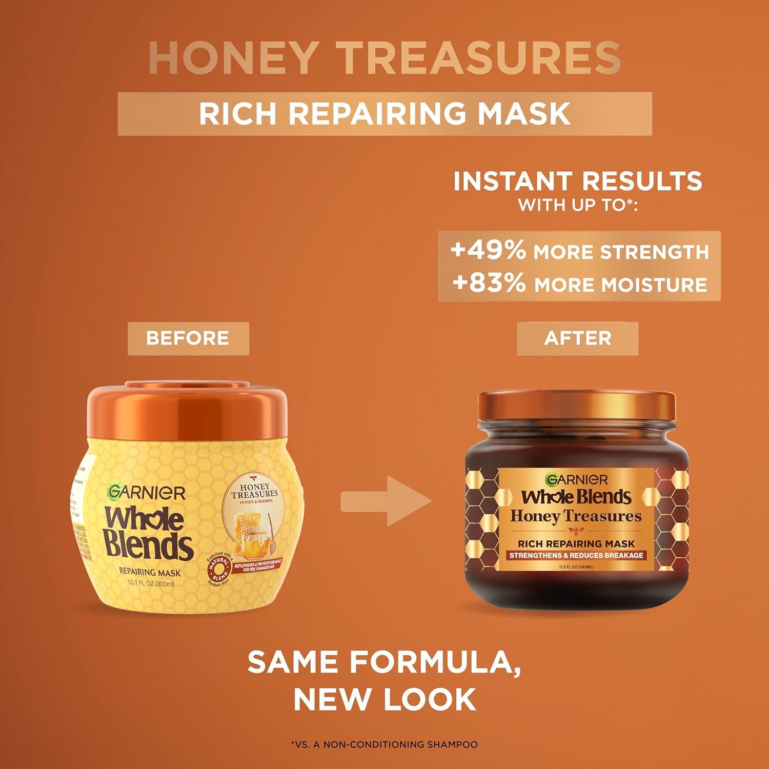 imageGarnier Whole Blends Honey Treasures Repairing Mask for Dry Damaged Hair 115 Fl Oz 2 Count Packaging May VaryRoyal Jelly