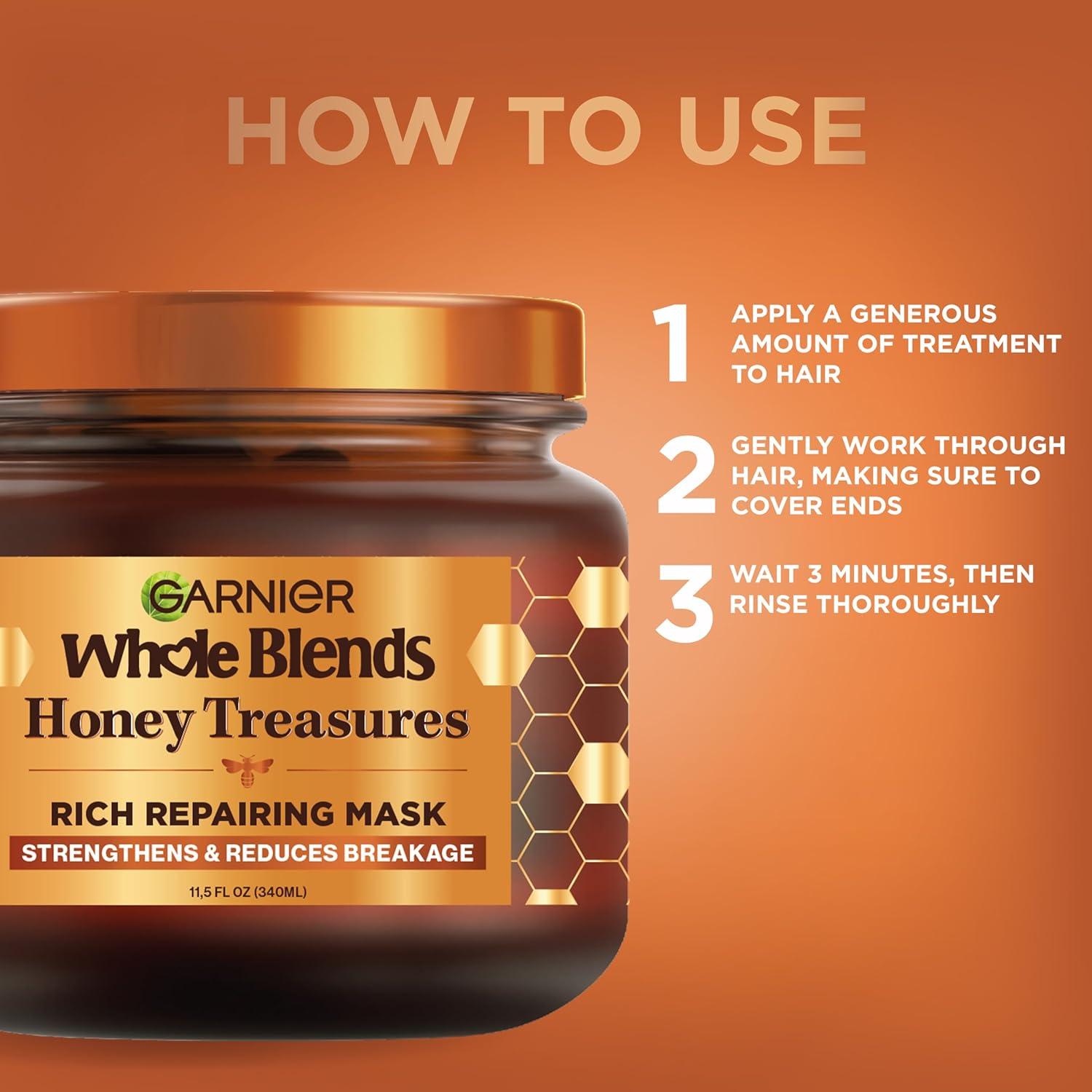 imageGarnier Whole Blends Honey Treasures Repairing Mask for Dry Damaged Hair 115 Fl Oz 2 Count Packaging May VaryRoyal Jelly