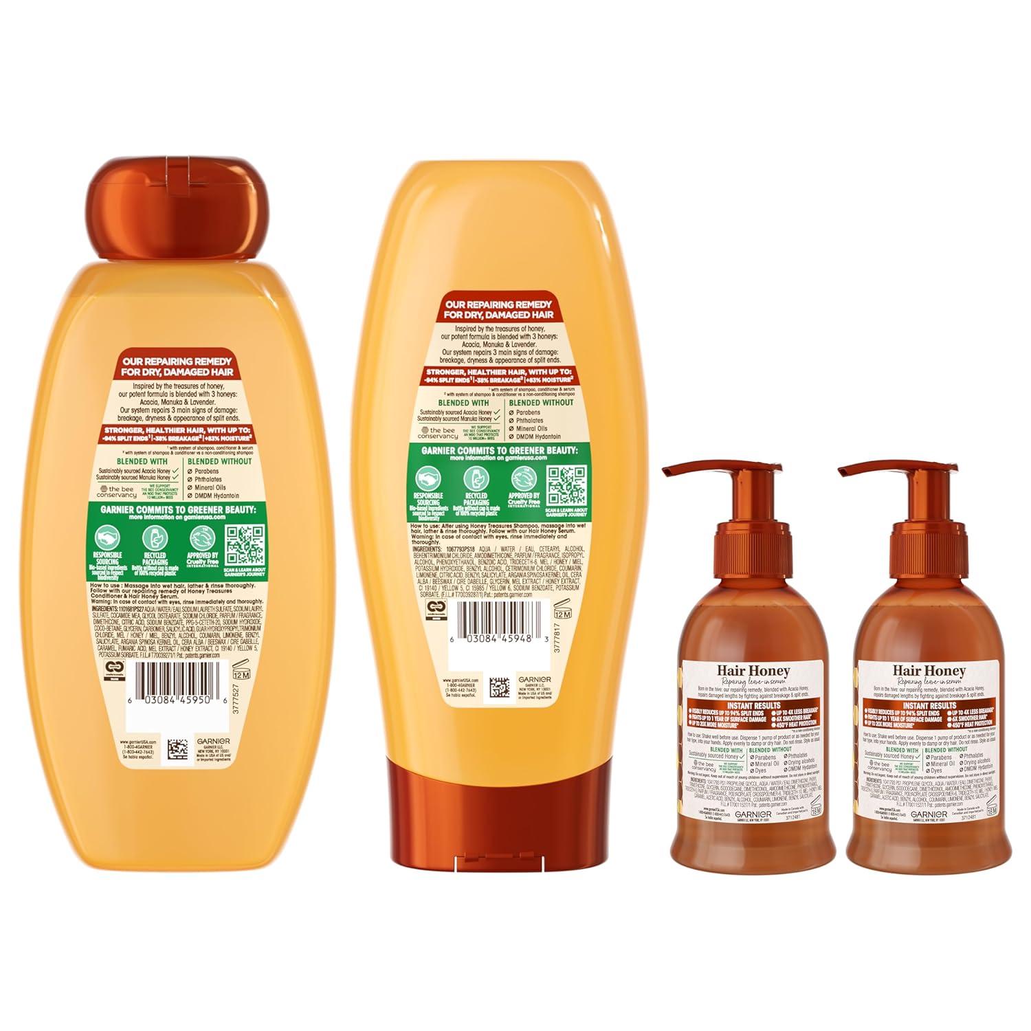 imageGarnier Whole Blends Honey Treasures Repairing Shampoo and Conditioner Set for Dry Damaged Hair 22 Fl Oz 2 Items 1 Kit Packaging May VaryHoney