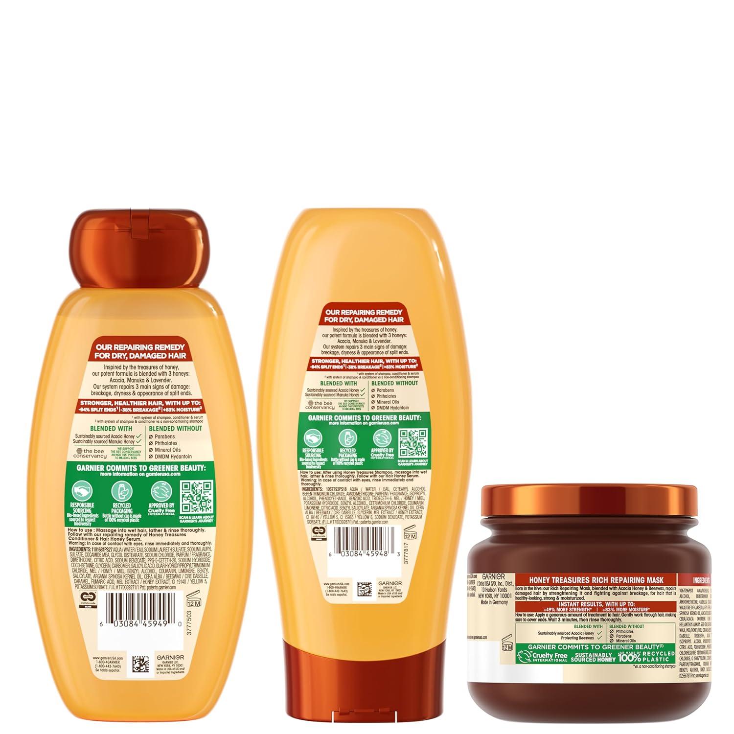imageGarnier Whole Blends Honey Treasures Repairing Shampoo and Conditioner Set for Dry Damaged Hair 22 Fl Oz 2 Items 1 Kit Packaging May VaryHoney