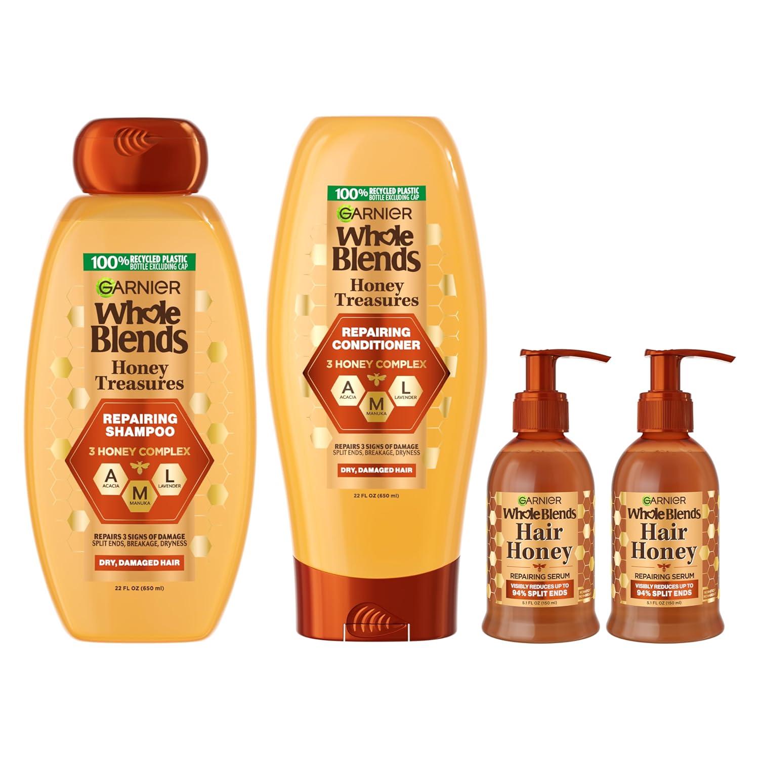 imageGarnier Whole Blends Honey Treasures Repairing Shampoo and Conditioner Set for Dry Damaged Hair 22 Fl Oz 2 Items 1 Kit Packaging May VaryHoney