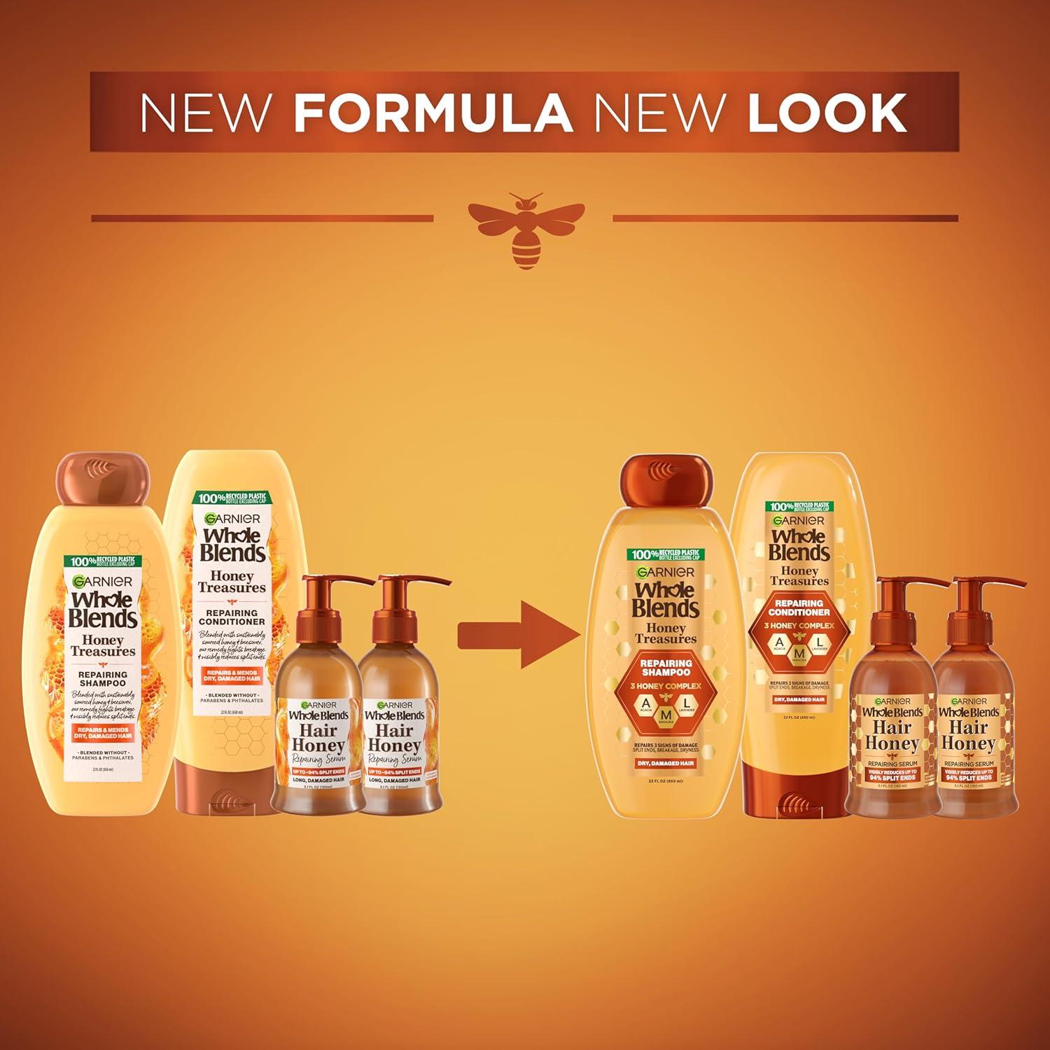 imageGarnier Whole Blends Honey Treasures Repairing Shampoo and Conditioner Set for Dry Damaged Hair 22 Fl Oz 2 Items 1 Kit Packaging May VaryHoney