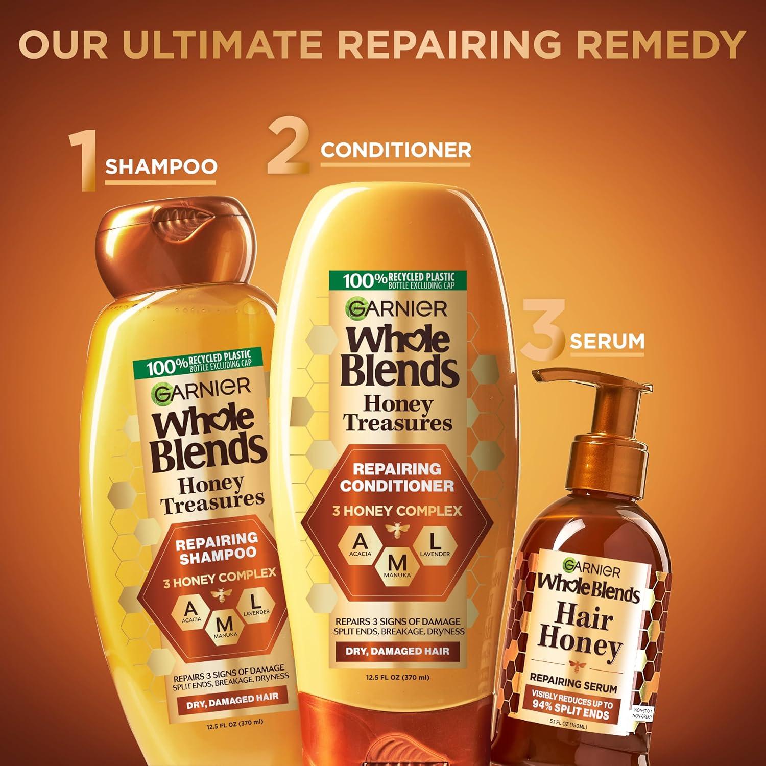 imageGarnier Whole Blends Honey Treasures Repairing Shampoo and Conditioner Set for Dry Damaged Hair 22 Fl Oz 2 Items 1 Kit Packaging May VaryRoyal jelly  Honey  Propolis