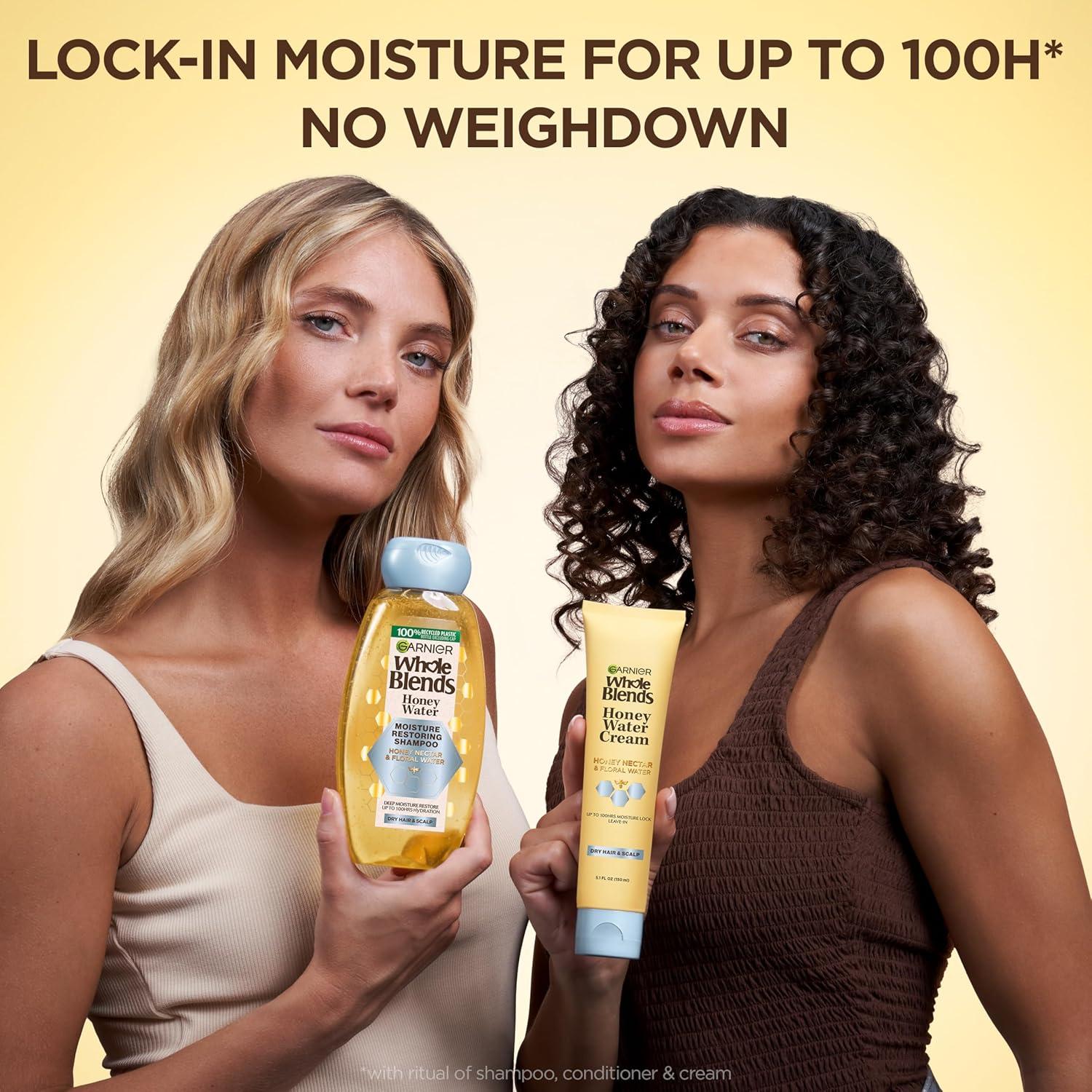 imageGarnier Whole Blends Honey Water Moisture Restoring Shampoo Hair Care for Dry Hair and Dry Scalp with Honey Nectar and Floral Water 28 Fl Oz