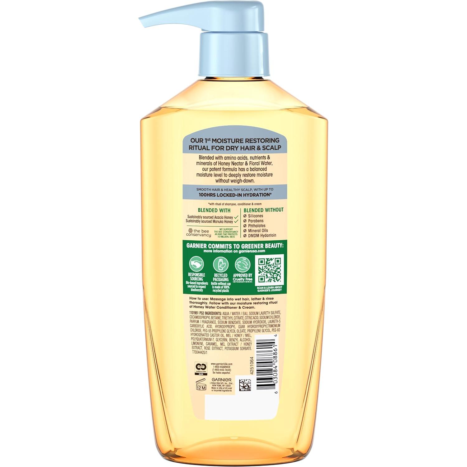 imageGarnier Whole Blends Honey Water Moisture Restoring Shampoo Hair Care for Dry Hair and Dry Scalp with Honey Nectar and Floral Water 28 Fl Oz