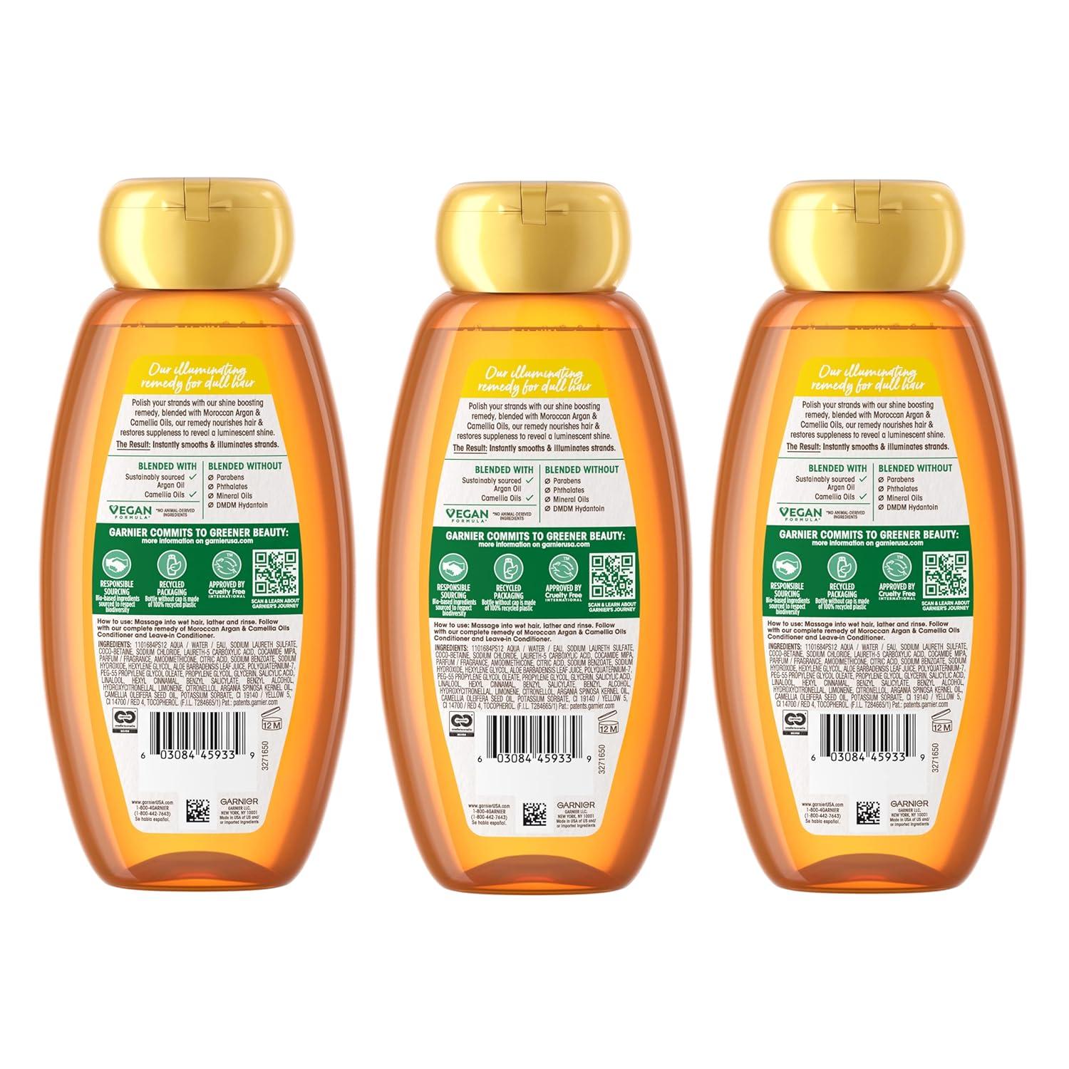 imageGarnier Whole Blends Moroccan Argan ampamp Camellia Oils Illuminating Shampoo for Silky Shine 125 Fl Oz 3 Count Packaging May Vary