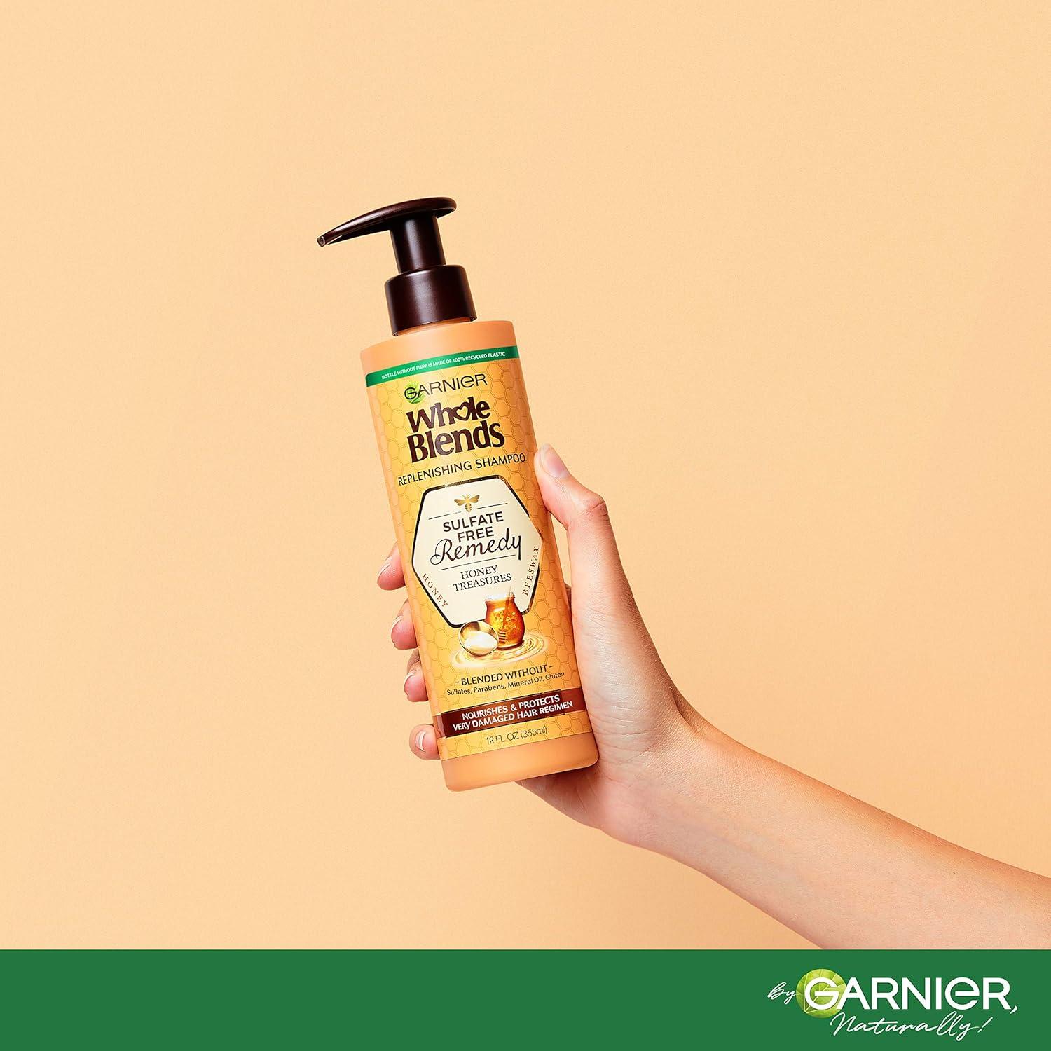 imageGarnier Whole Blends Sulfate Free Remedy Honey Treasures Replenishing Shampoo and Conditioner Set for Very Damaged Hair with Sample 12 Fl Oz 1 Kit Packaging May VaryFloral Honey