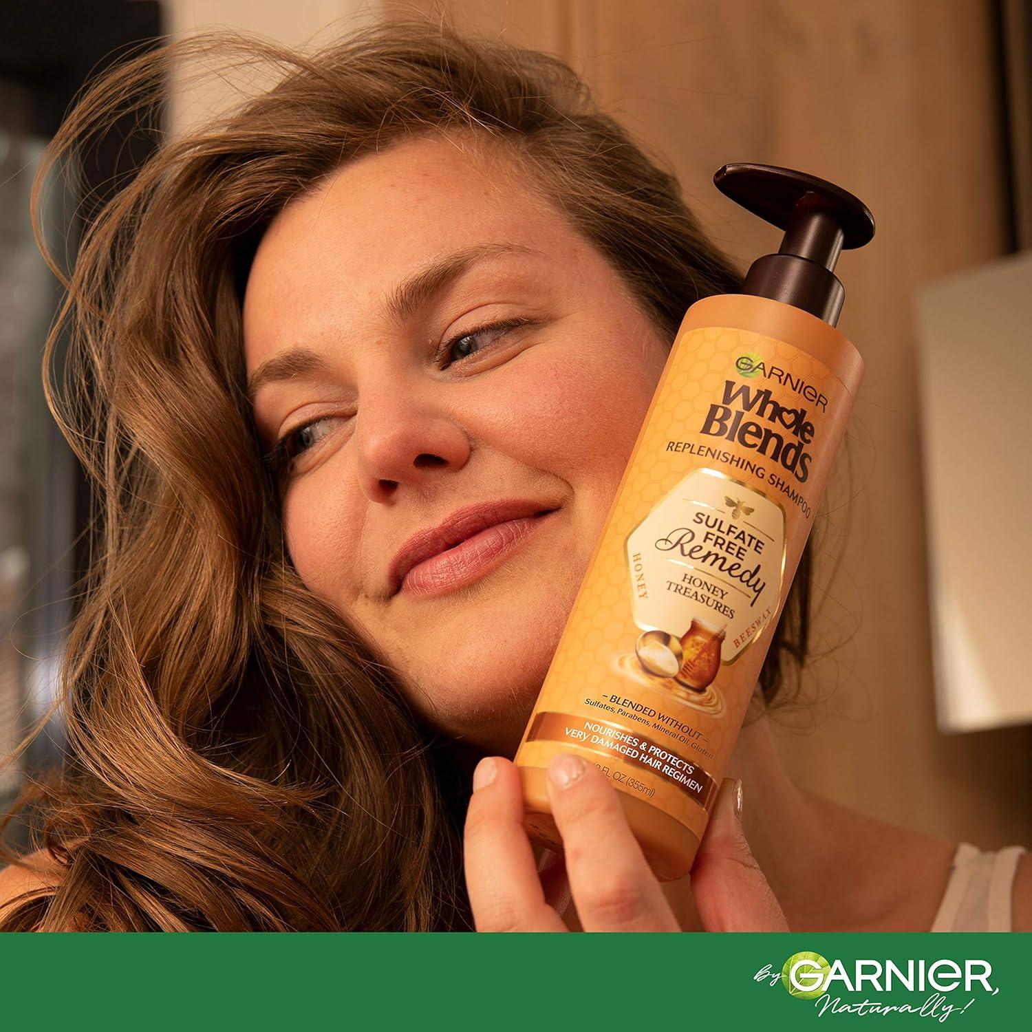 imageGarnier Whole Blends Sulfate Free Remedy Honey Treasures Replenishing Shampoo and Conditioner Set for Very Damaged Hair with Sample 12 Fl Oz 1 Kit Packaging May VaryFloral Honey