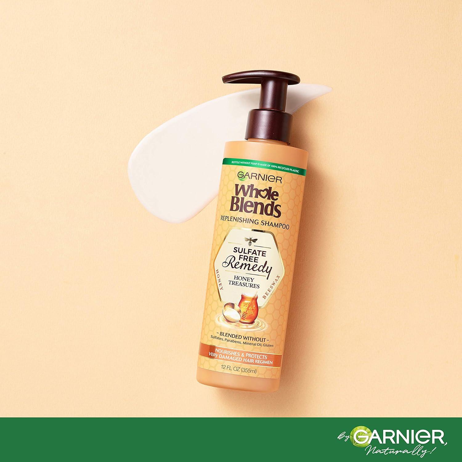 imageGarnier Whole Blends Sulfate Free Remedy Honey Treasures Replenishing Shampoo and Conditioner Set for Very Damaged Hair with Sample 12 Fl Oz 1 Kit Packaging May VaryFloral Honey