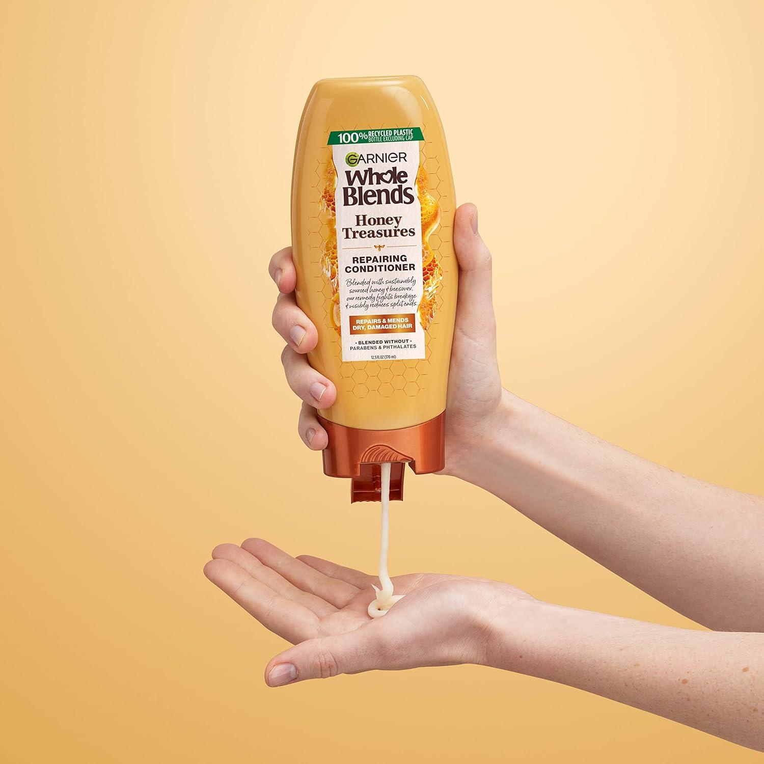 imageGarnier Whole Blends Sulfate Free Remedy Miracle Nectar 10in1 Repairing LeaveIn Conditoner for All Hair Types Honey Treasures 5 Fl Oz 2 Count Packaging May VaryHoney