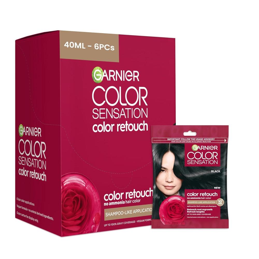 imageGarnier Color Sensation Color Retouch Demi Permanent Hair Dye for Roots with 100 Gray Coverage Red Hair Dye 66 Pack of 6Black