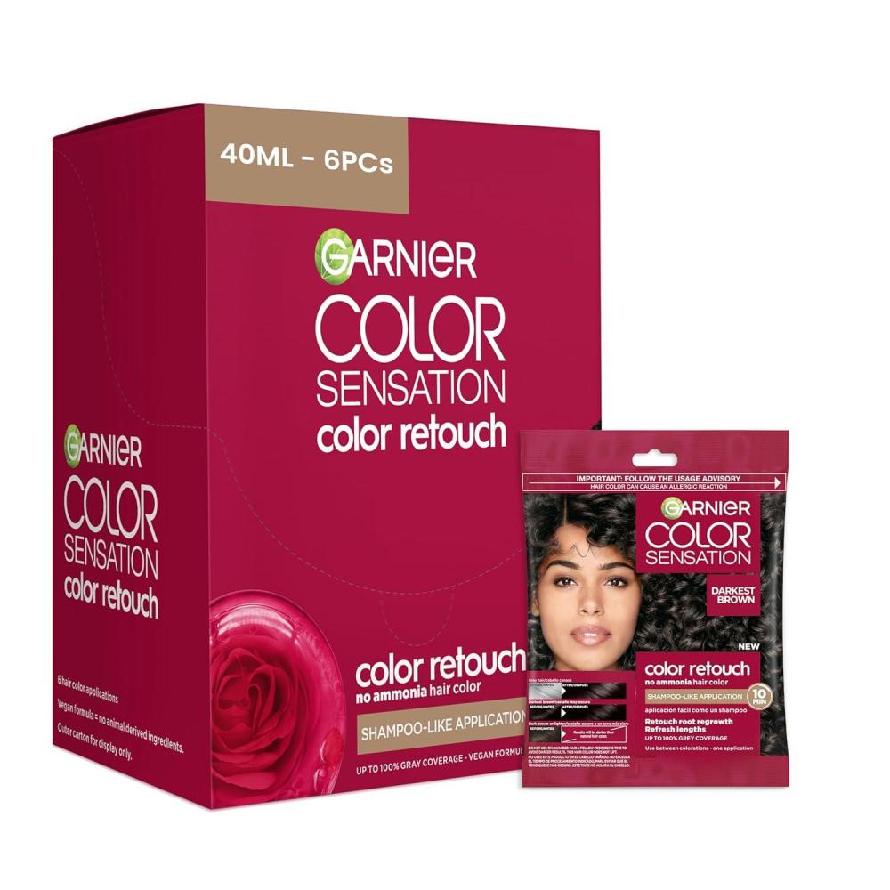 imageGarnier Color Sensation Color Retouch Demi Permanent Hair Dye for Roots with 100 Gray Coverage Red Hair Dye 66 Pack of 6Darkest Brown