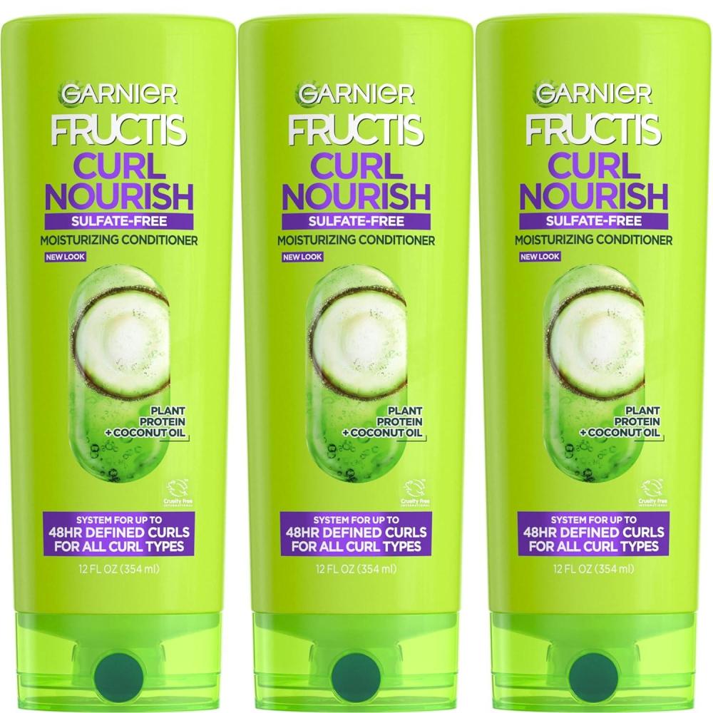imageGarnier Fructis Curl Nourish Sulfate Free Moisturizing Conditioner 12 Fl Oz 3 Count Packaging May VaryCoconut