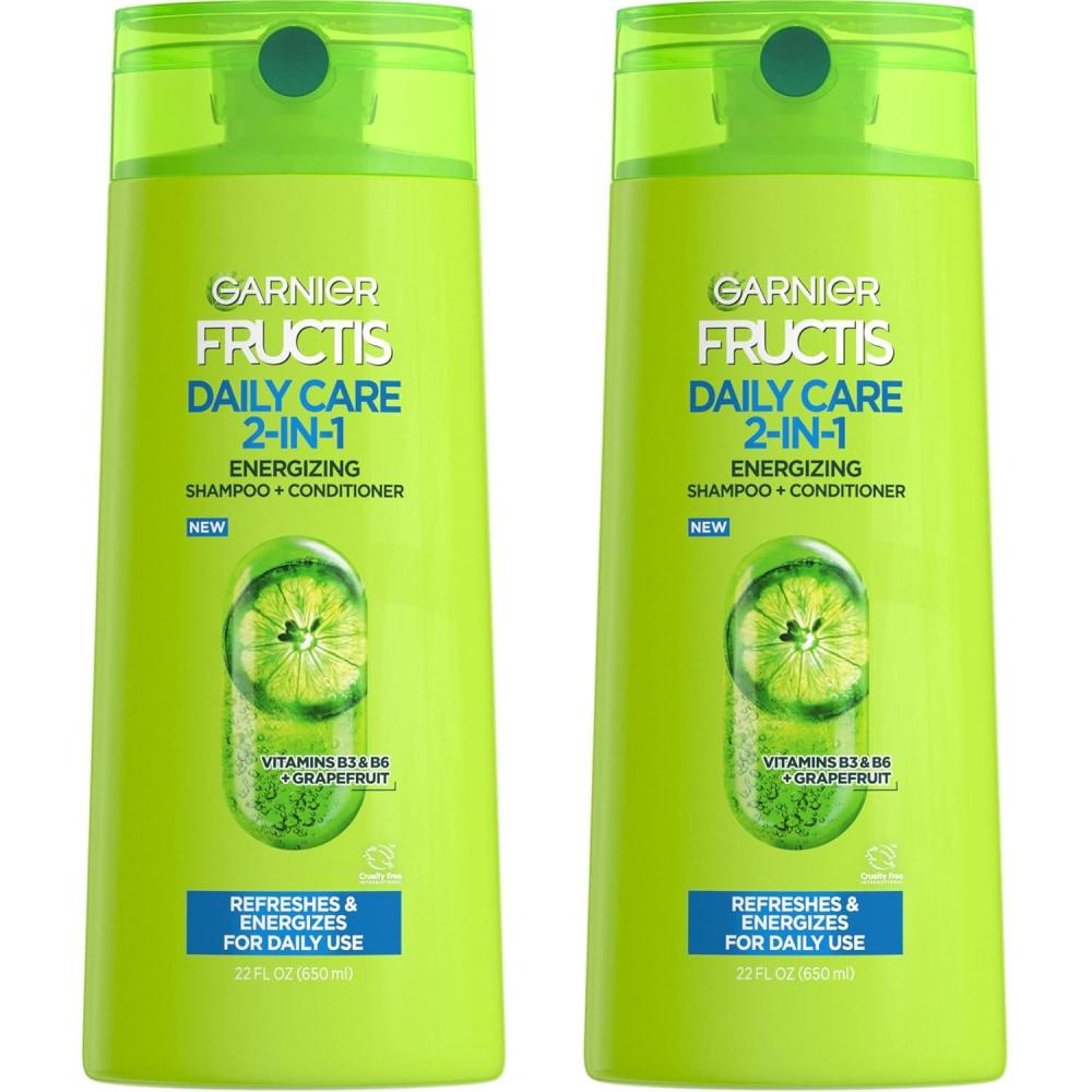 imageGarnier Fructis Fortifying 2in1 Shampoo and Conditioner for StrongerLooking Hair with Touchable Softness Daily Hair Care for Men and Women Vegan ParabenFree 22 Fl Oz 2 CountCitrus