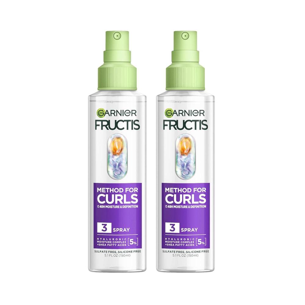 imageGarnier Fructis Method for Curls Moisture Refreshing Curl Activator Curl Refresher Spray with up to 5 Hyaluronic Moisture Complex Designed and Tested for 2C to 4C Curls and Coils 125 fl oz