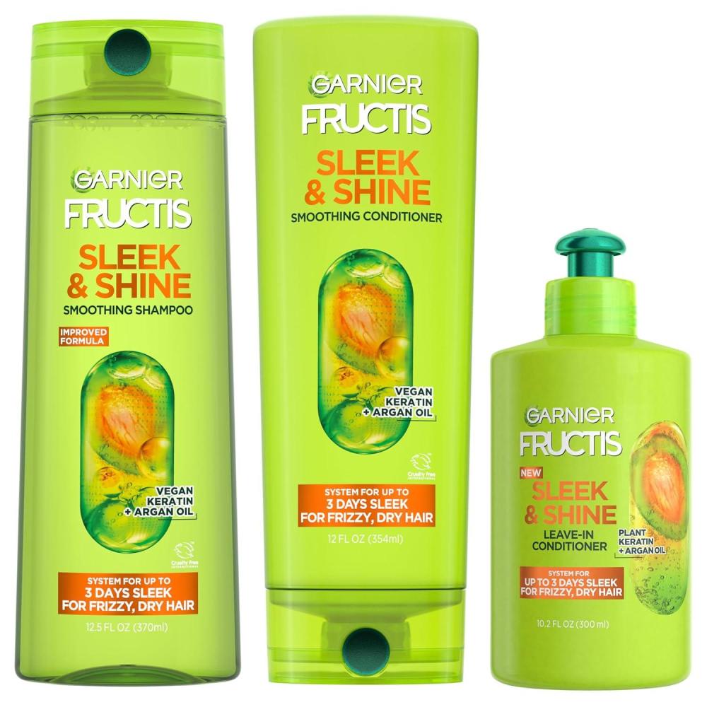 imageGarnier Fructis Sleek ampamp Shine LeaveIn Conditioning Cream for Frizzy Dry Hair Plant Keratin  Argan Oil 102 Fl Oz 2 Count Packaging May VaryArgan Oil