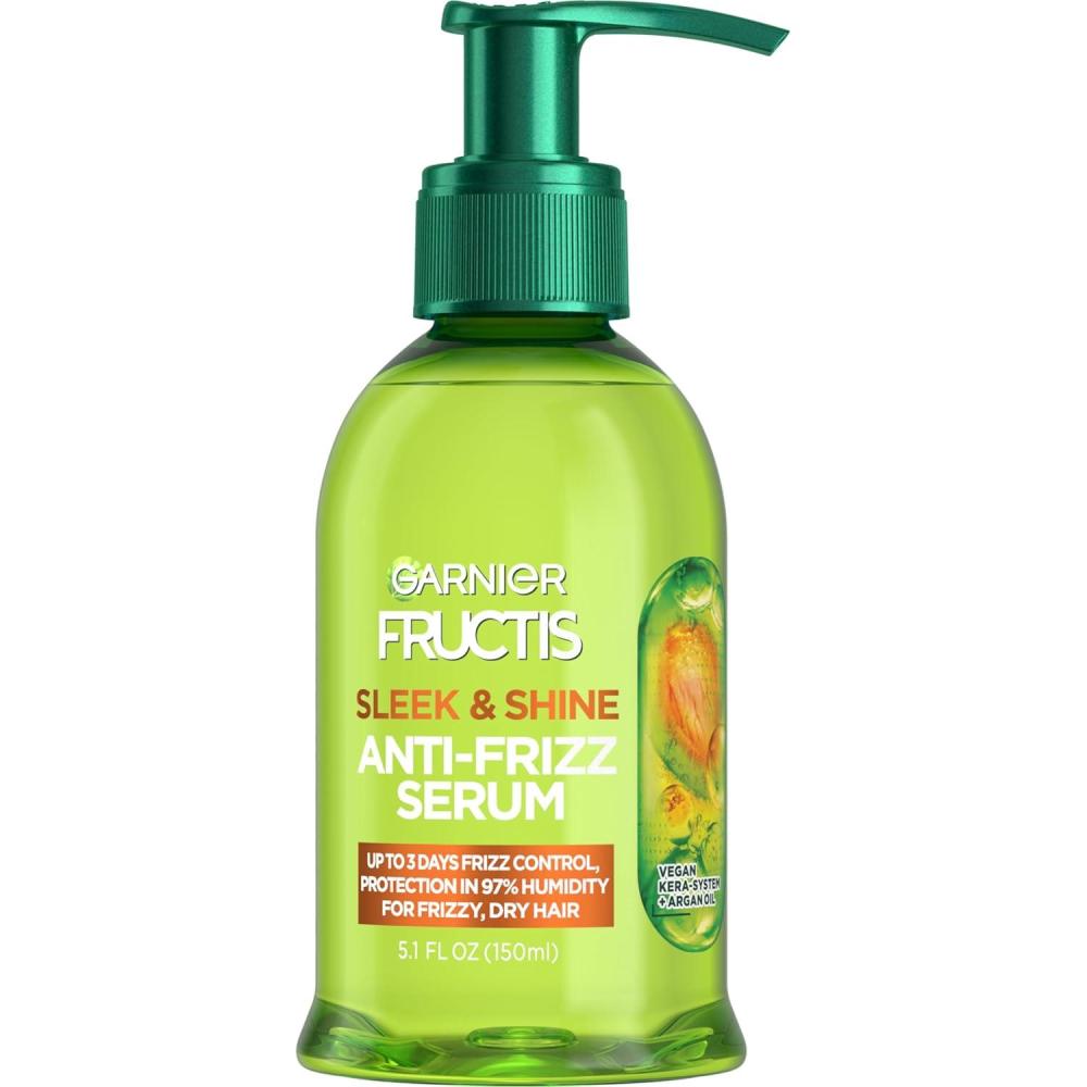 imageGarnier Fructis Sleek ampamp Shine Shampoo Conditioner  AntiFrizz Serum Set for Frizzy Dry Hair Argan Oil 3 Items 1 Kit Packaging May VaryNatural
