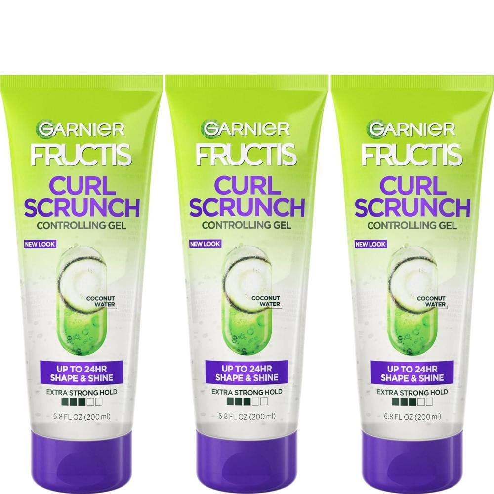 imageGarnier Fructis Style Curl Scrunch Controlling Gel for Shape ampamp Shine 68 Fl Oz 3 Count Packaging May VaryCoconut