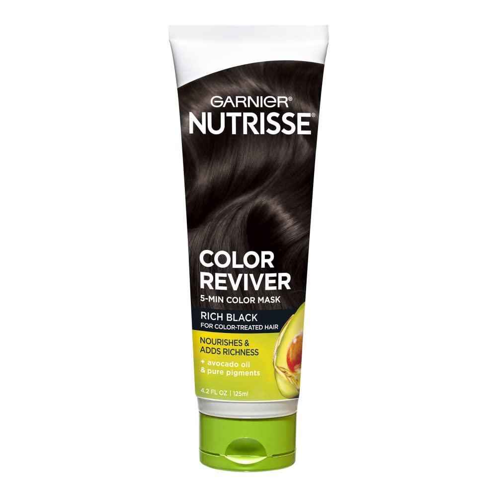 imageGarnier Hair Color Nutrisse Color Reviver 5 MIN Color Mask Vibrant Red for Color Treated Hair to Nourish ampamp Revives Vibrancy For Auburn Reds 42 Fl Oz 2 Count Packaging May VaryRich Black