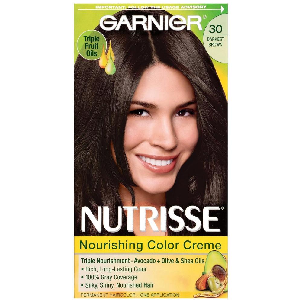 imageGarnier Hair Color Nutrisse Nourishing Creme 30 Darkest Brown Sweet Cola Permanent Hair Dye 2 Count Packaging May Vary30 Darkest Brown