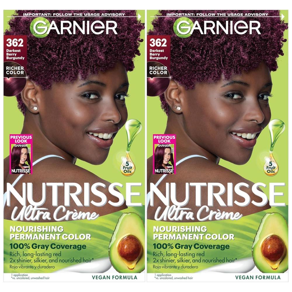 imageGarnier Hair Color Nutrisse Nourishing Creme 30 Darkest Brown Sweet Cola Permanent Hair Dye 2 Count Packaging May Vary362 Darkest Berry Burgundy Raspberry Jam