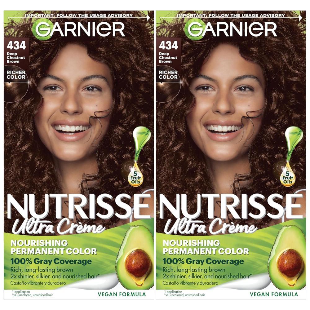imageGarnier Hair Color Nutrisse Nourishing Creme 30 Darkest Brown Sweet Cola Permanent Hair Dye 2 Count Packaging May Vary434 Deep Chestnut Brown Chocolate Chestnut