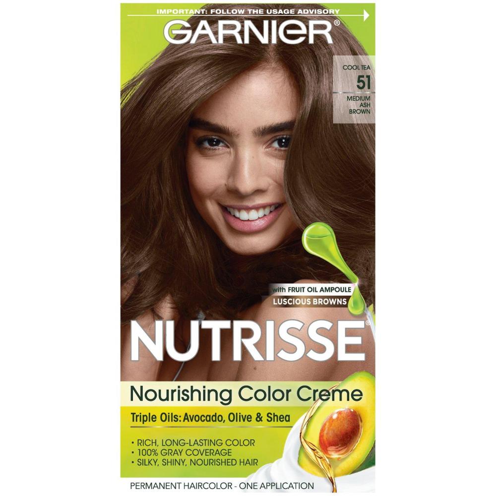imageGarnier Hair Color Nutrisse Nourishing Creme 30 Darkest Brown Sweet Cola Permanent Hair Dye 2 Count Packaging May Vary51 Medium Ash Brown Cool Tea