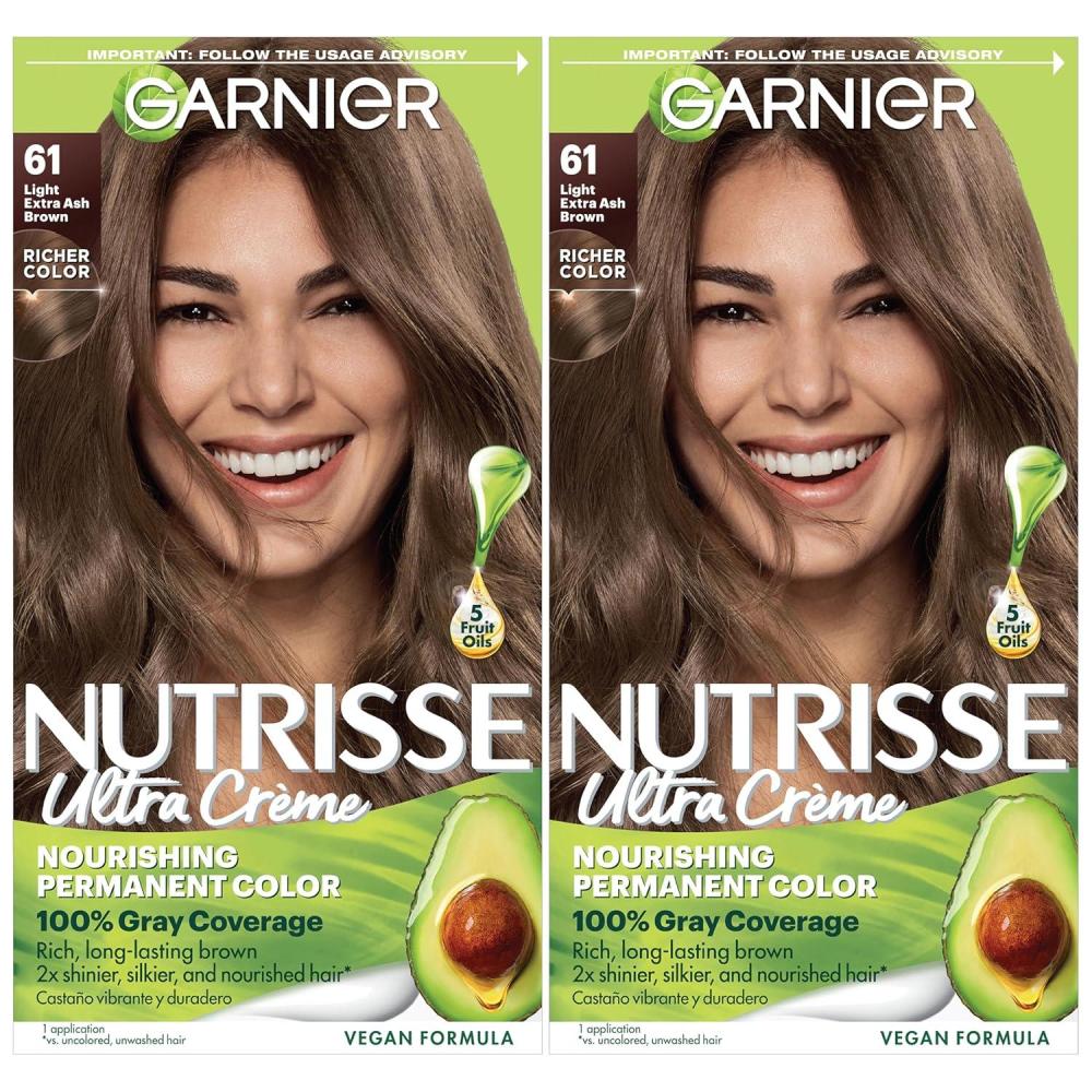 imageGarnier Hair Color Nutrisse Nourishing Creme 30 Darkest Brown Sweet Cola Permanent Hair Dye 2 Count Packaging May Vary61 Light Ash Brown Mochaccino