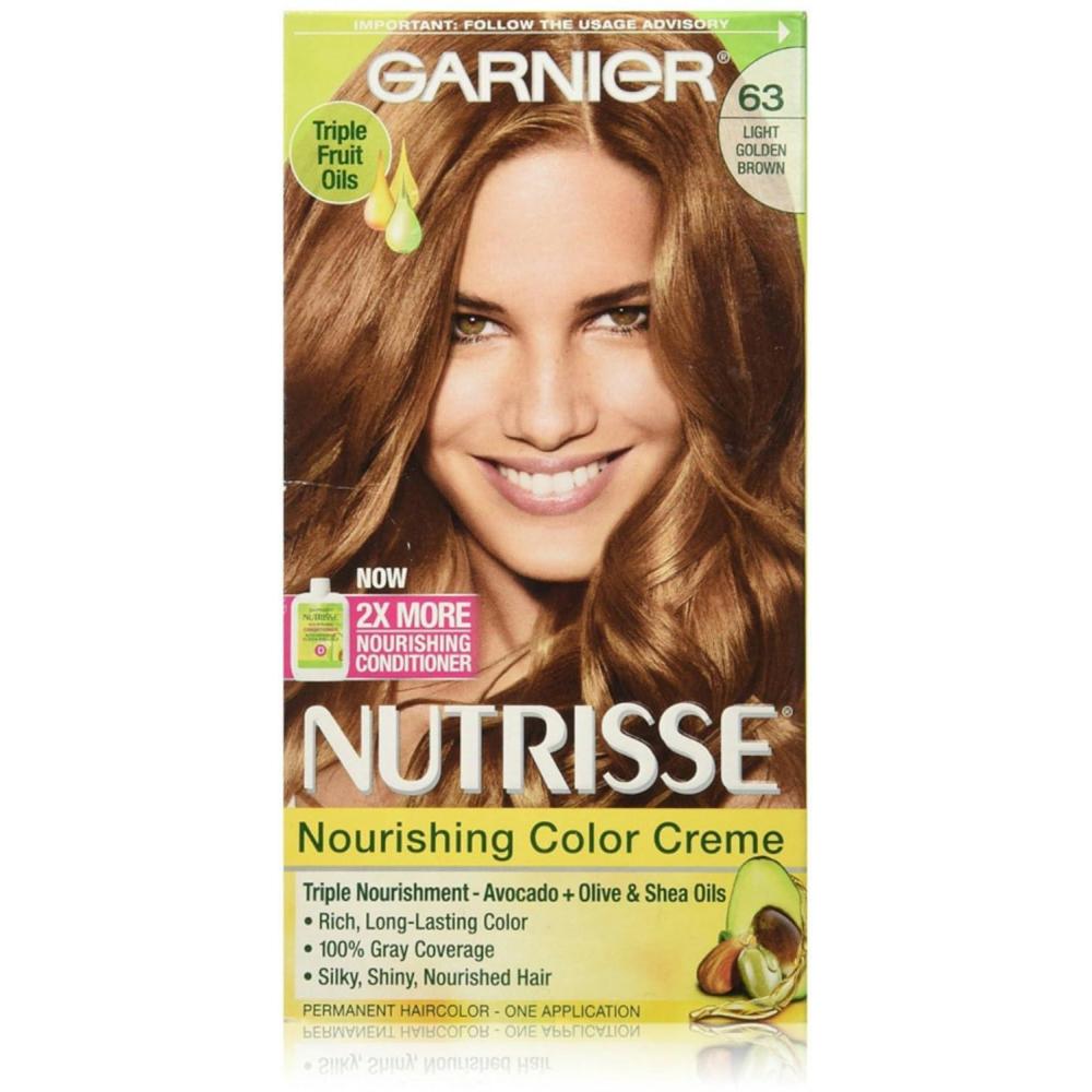 imageGarnier Hair Color Nutrisse Nourishing Creme 30 Darkest Brown Sweet Cola Permanent Hair Dye 2 Count Packaging May Vary63 Light Golden Brown