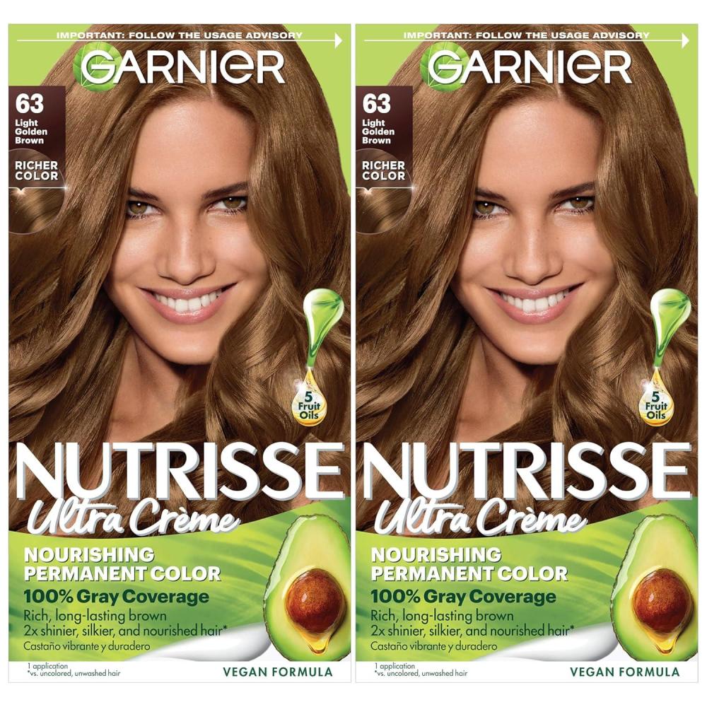 imageGarnier Hair Color Nutrisse Nourishing Creme 30 Darkest Brown Sweet Cola Permanent Hair Dye 2 Count Packaging May Vary63 Light Golden Brown Brown Sugar