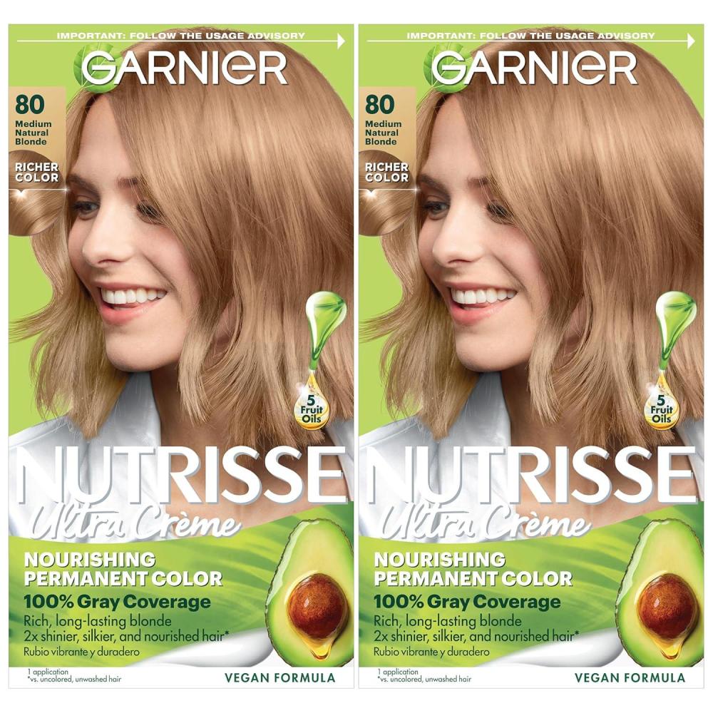 imageGarnier Hair Color Nutrisse Nourishing Creme 30 Darkest Brown Sweet Cola Permanent Hair Dye 2 Count Packaging May Vary80 Medium Natural Blonde Butternut