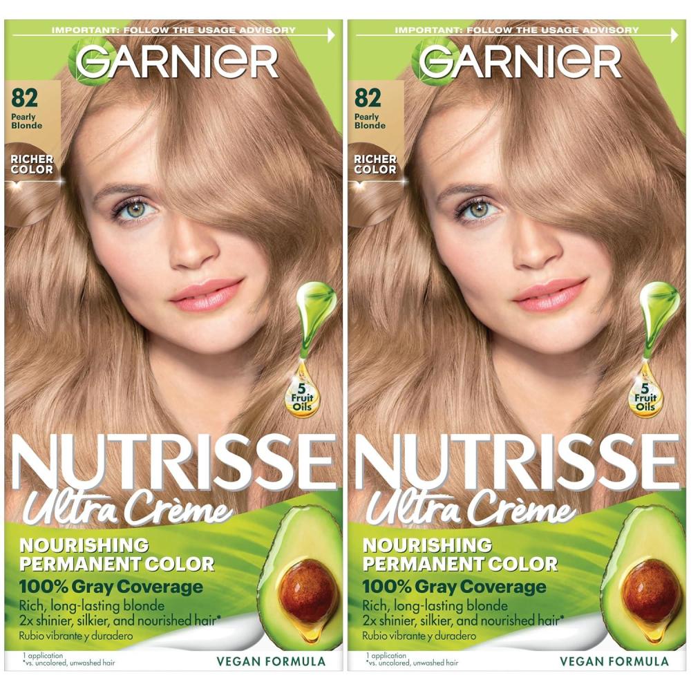 imageGarnier Hair Color Nutrisse Nourishing Creme 30 Darkest Brown Sweet Cola Permanent Hair Dye 2 Count Packaging May Vary82 Pearly Blonde Biscotti