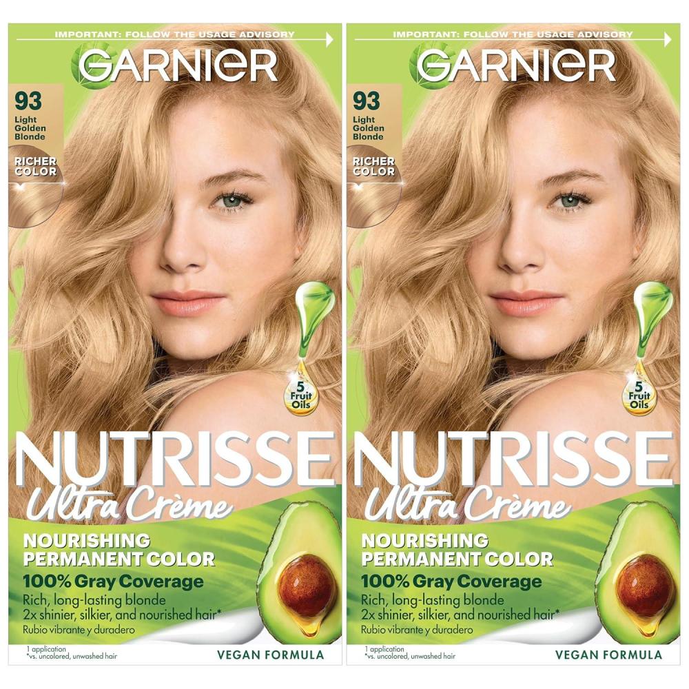 imageGarnier Hair Color Nutrisse Nourishing Creme 30 Darkest Brown Sweet Cola Permanent Hair Dye 2 Count Packaging May Vary93 Light Golden Blonde Honey Butter