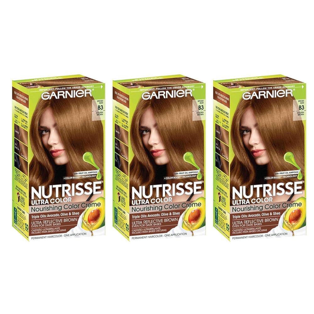 imageGarnier Hair Color Nutrisse Nourishing Creme 30 Darkest Brown Sweet Cola Permanent Hair Dye 2 Count Packaging May VaryB3 Golden Brown